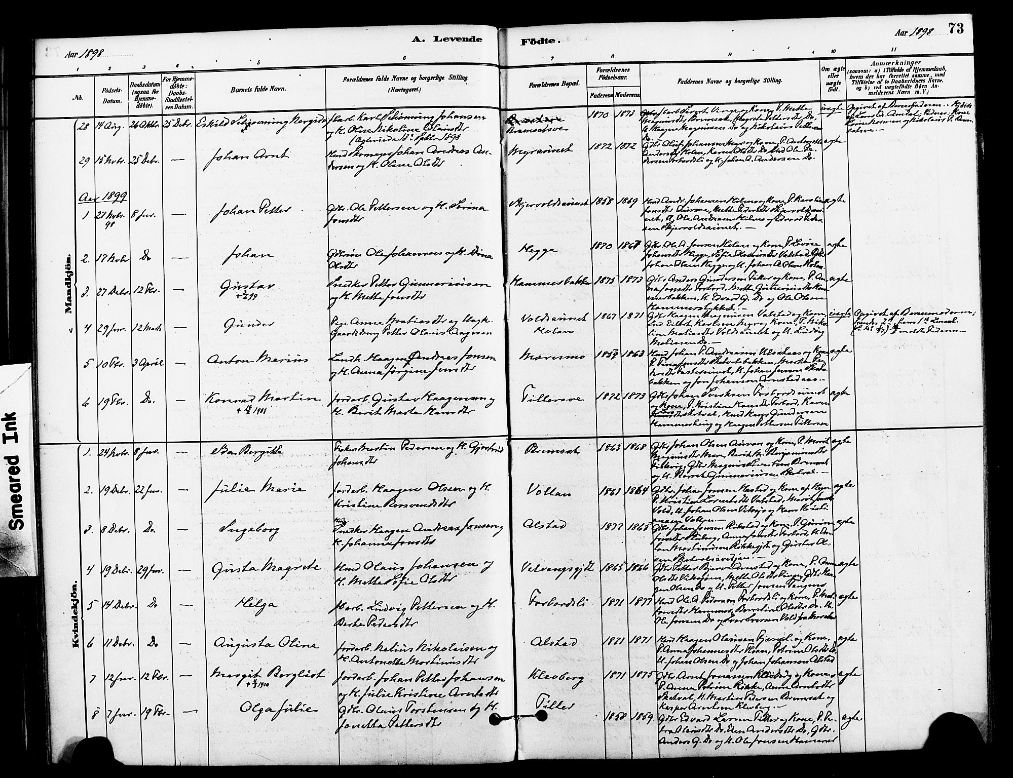 Ministerialprotokoller, klokkerbøker og fødselsregistre - Nord-Trøndelag, AV/SAT-A-1458/712/L0100: Parish register (official) no. 712A01, 1880-1900, p. 73