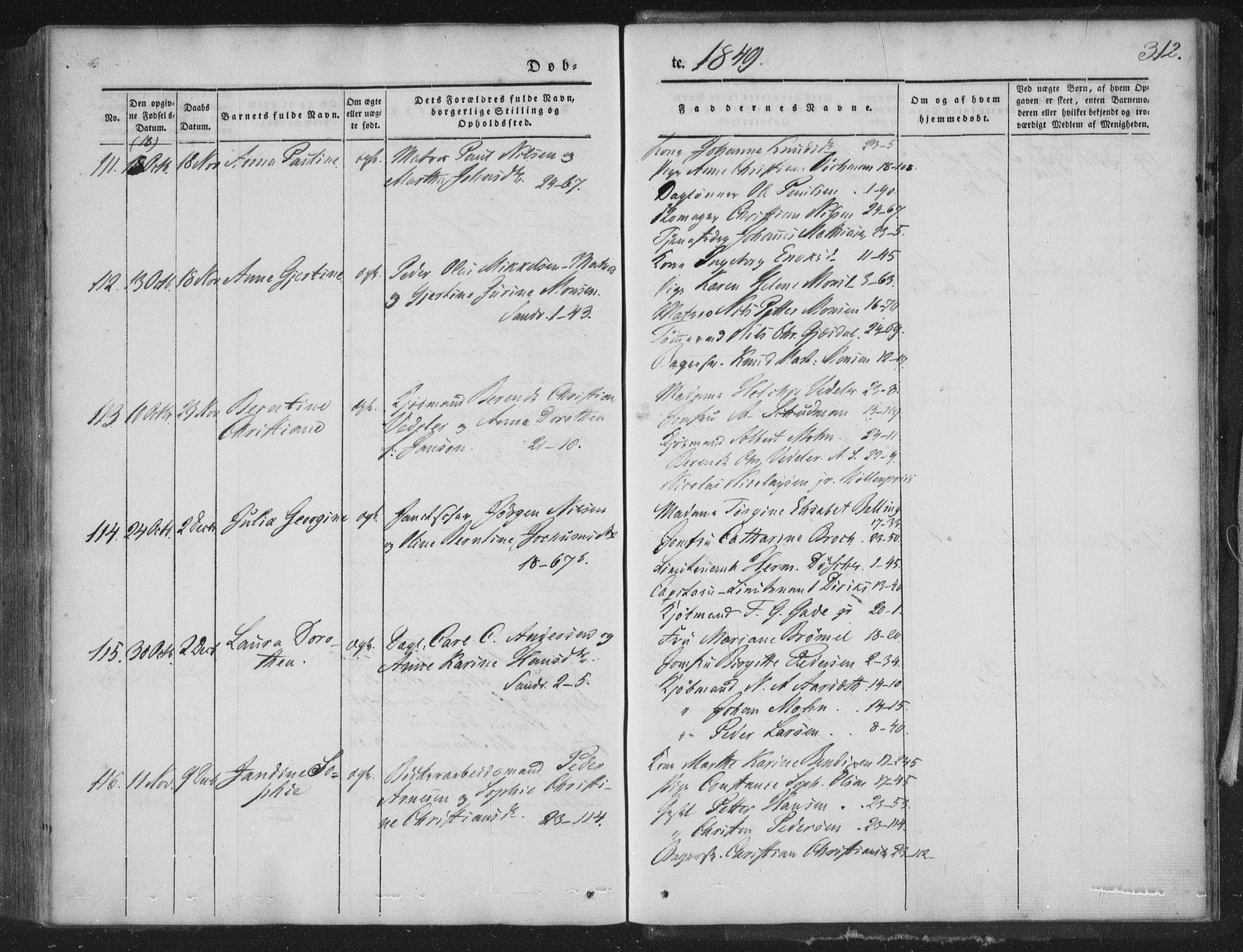 Korskirken sokneprestembete, SAB/A-76101/H/Haa/L0016: Parish register (official) no. B 2, 1841-1851, p. 312