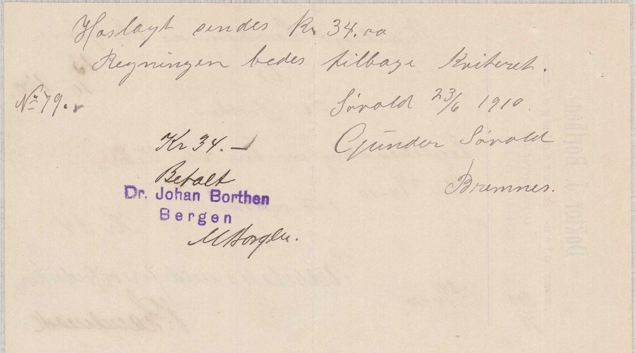 Finnaas kommune. Formannskapet, IKAH/1218a-021/E/Ea/L0001/0003: Rekneskap for veganlegg / Rekneskap for veganlegget Laurhammer - Olakjødn, 1909-1911, p. 38