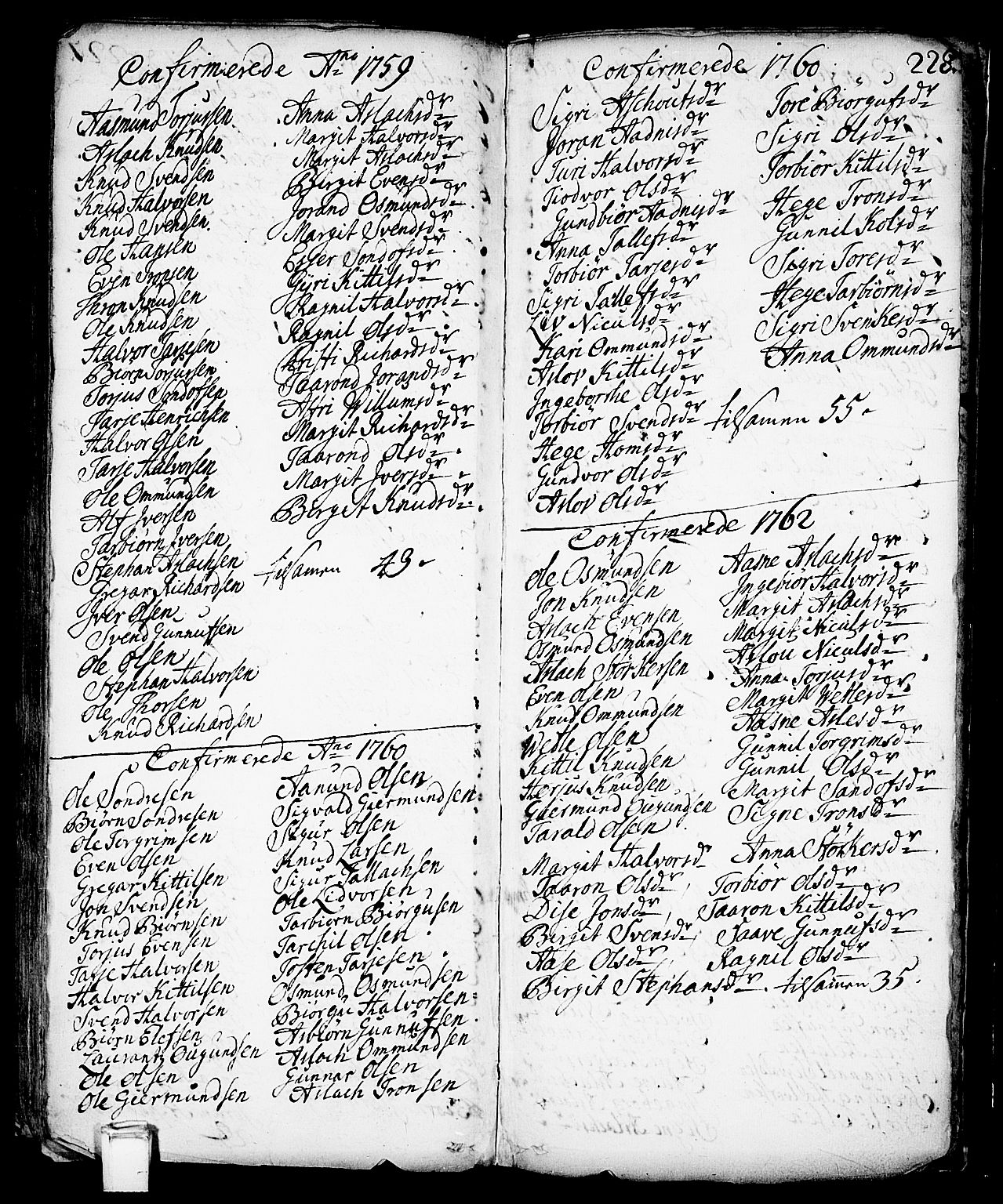 Vinje kirkebøker, SAKO/A-312/F/Fa/L0001: Parish register (official) no. I 1, 1717-1766, p. 228