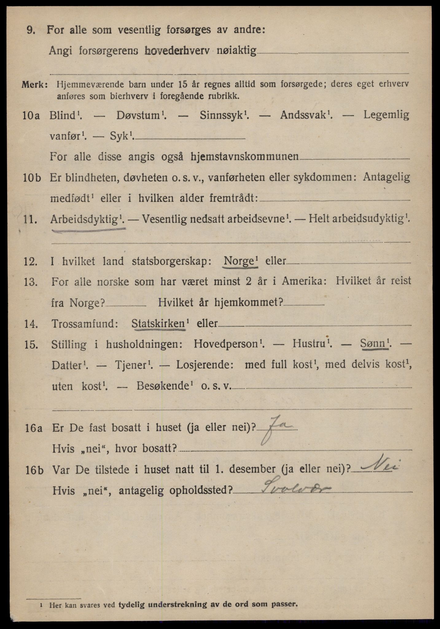 SAT, 1920 census for Vatne, 1920, p. 2697