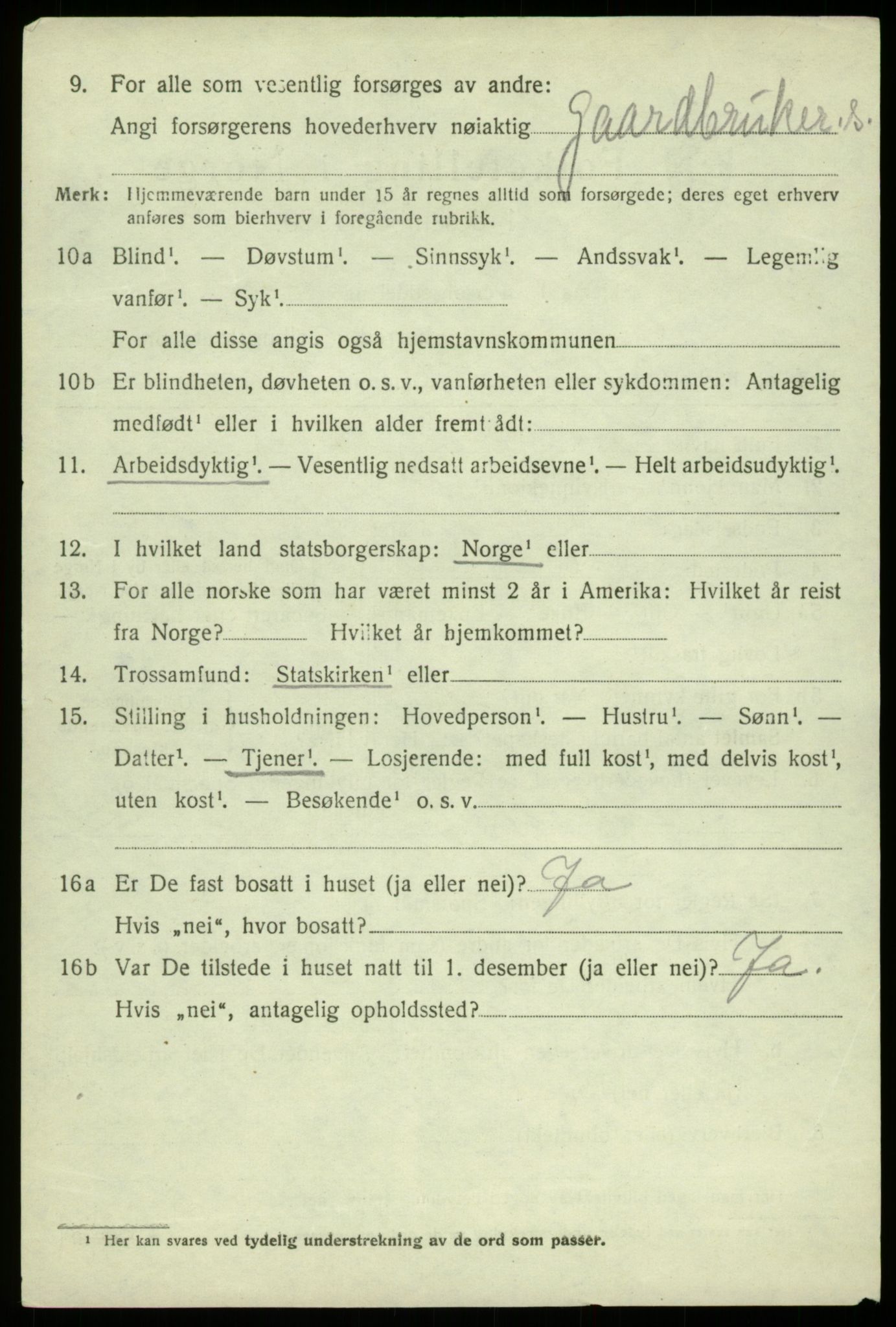 SAB, 1920 census for Fjell, 1920, p. 5219