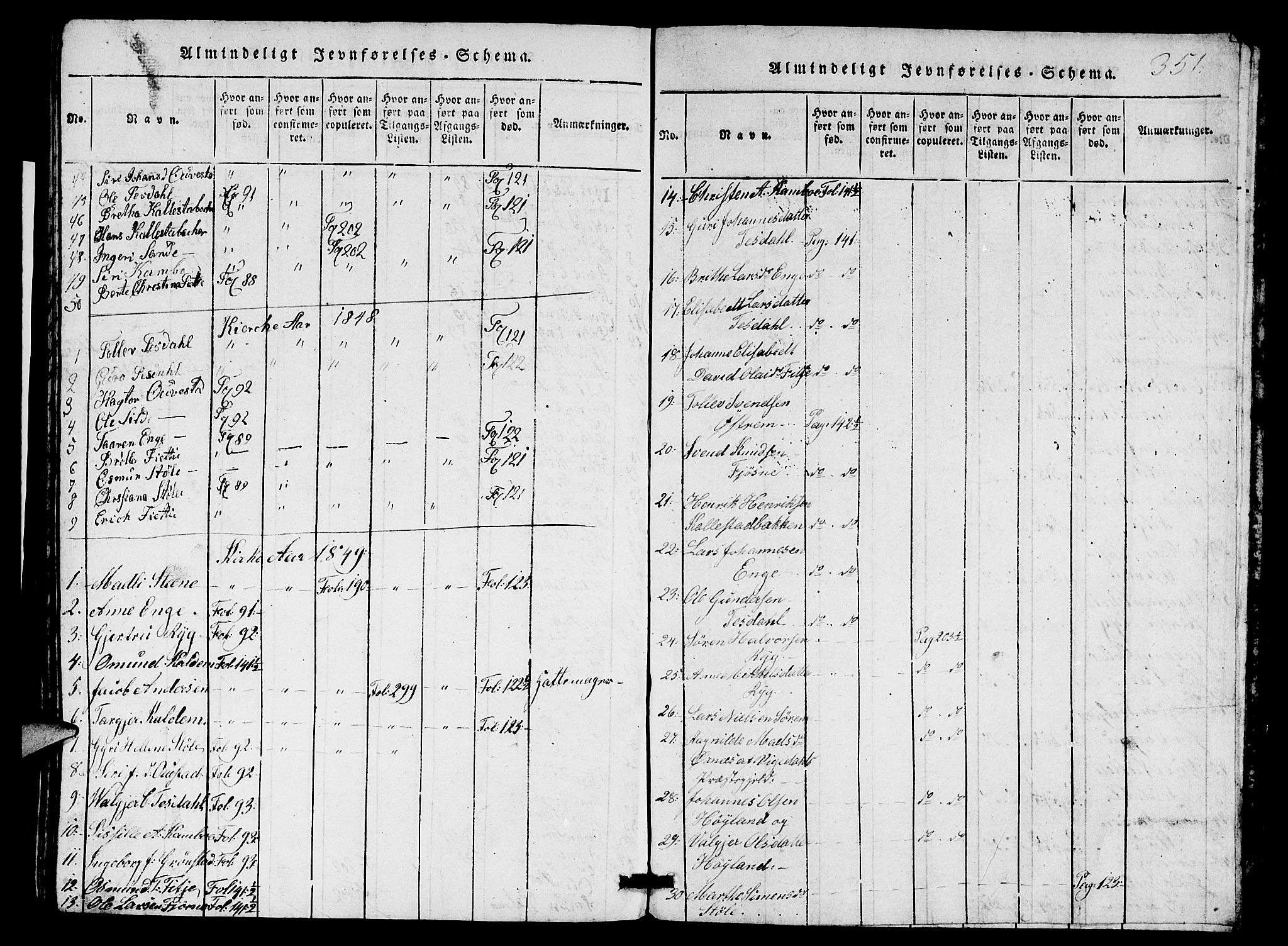 Etne sokneprestembete, SAB/A-75001/H/Hab: Parish register (copy) no. A 1, 1815-1849, p. 351