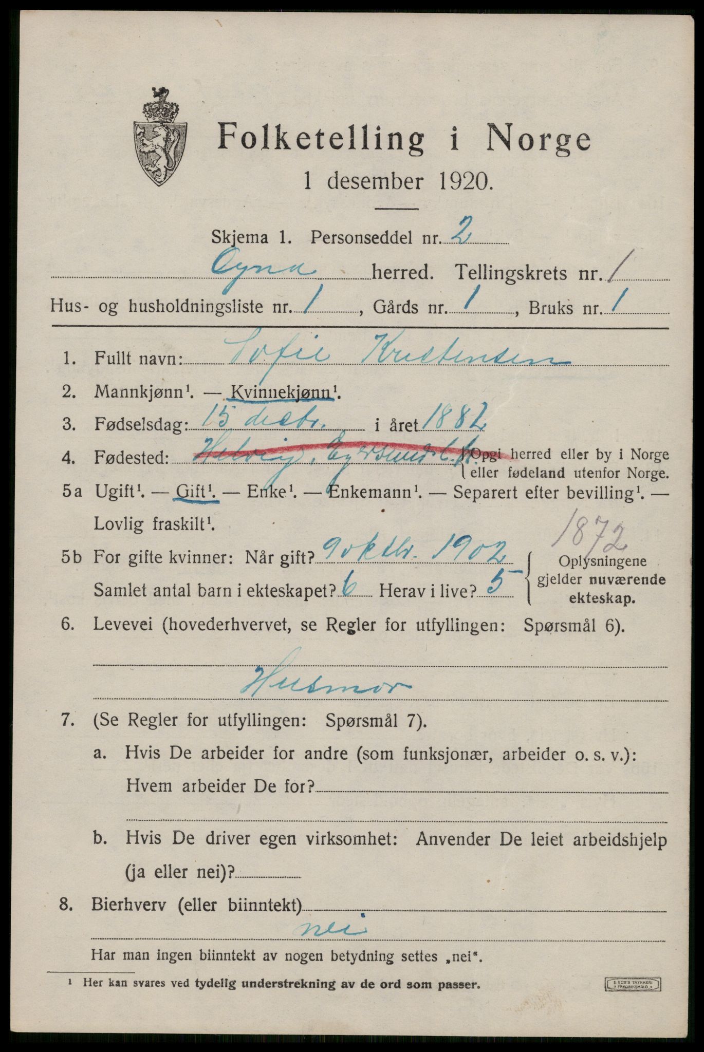 SAST, 1920 census for Ogna, 1920, p. 489