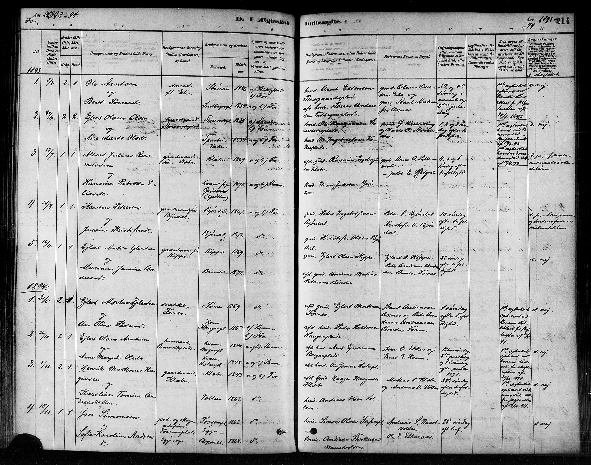 Ministerialprotokoller, klokkerbøker og fødselsregistre - Nord-Trøndelag, SAT/A-1458/746/L0448: Parish register (official) no. 746A07 /1, 1878-1900, p. 214