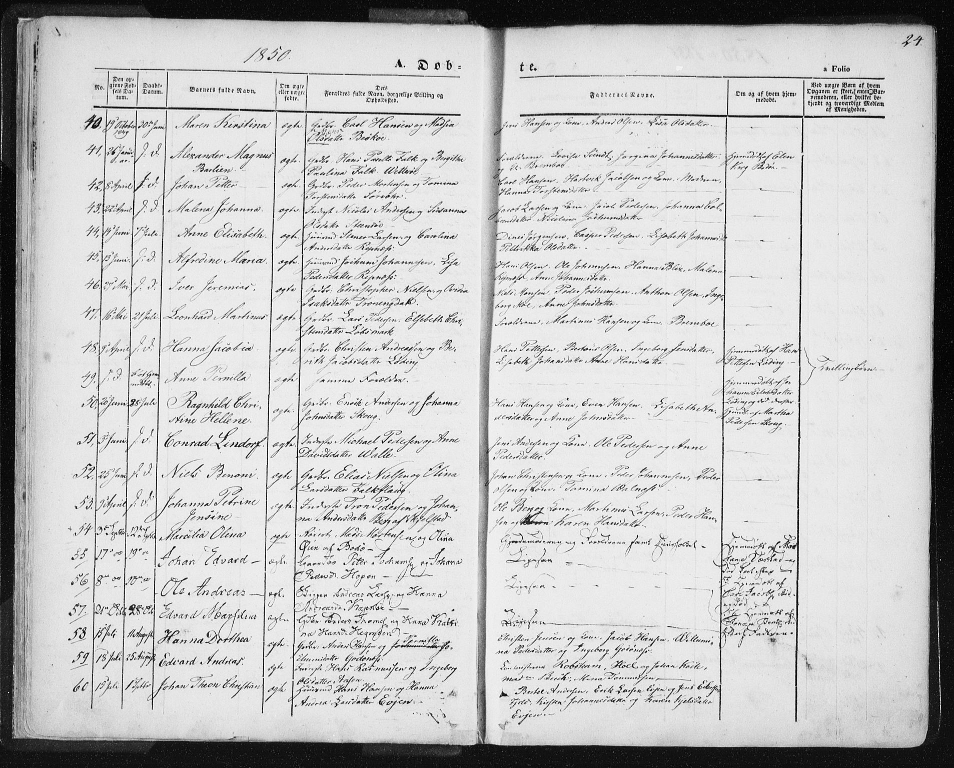 Ministerialprotokoller, klokkerbøker og fødselsregistre - Nordland, SAT/A-1459/801/L0007: Parish register (official) no. 801A07, 1845-1863, p. 24