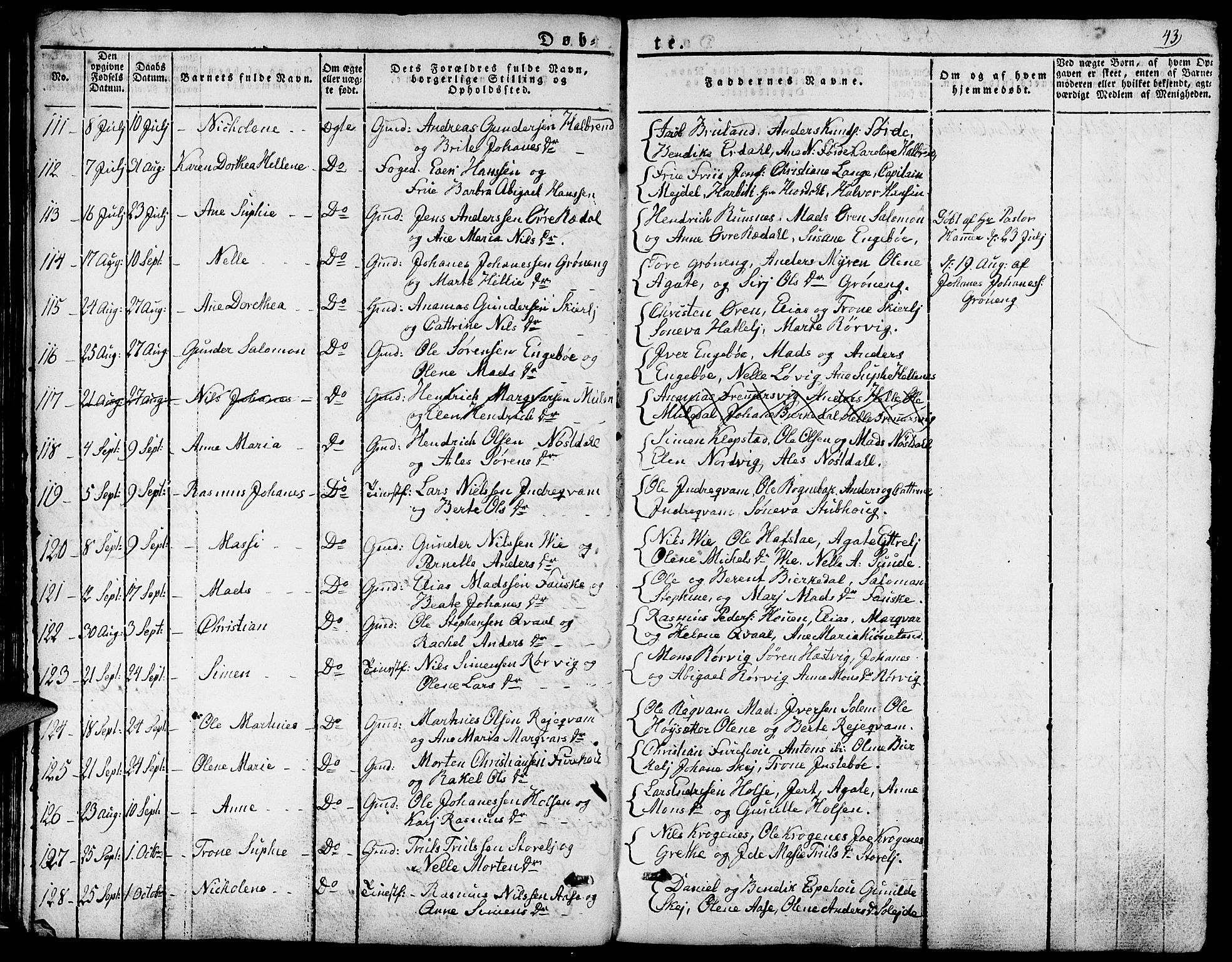 Førde sokneprestembete, AV/SAB-A-79901/H/Haa/Haaa/L0006: Parish register (official) no. A 6, 1821-1842, p. 43