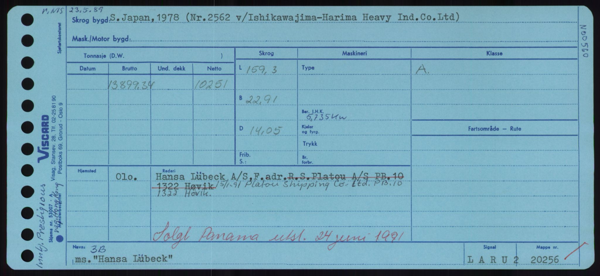 Sjøfartsdirektoratet med forløpere, Skipsmålingen, RA/S-1627/H/Hd/L0014: Fartøy, H-Havl, p. 241