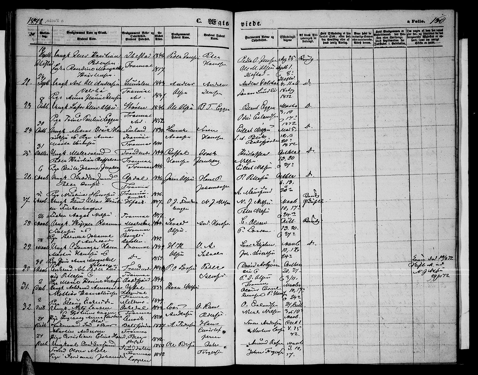 Tromsø sokneprestkontor/stiftsprosti/domprosti, AV/SATØ-S-1343/G/Gb/L0007klokker: Parish register (copy) no. 7, 1867-1875, p. 168