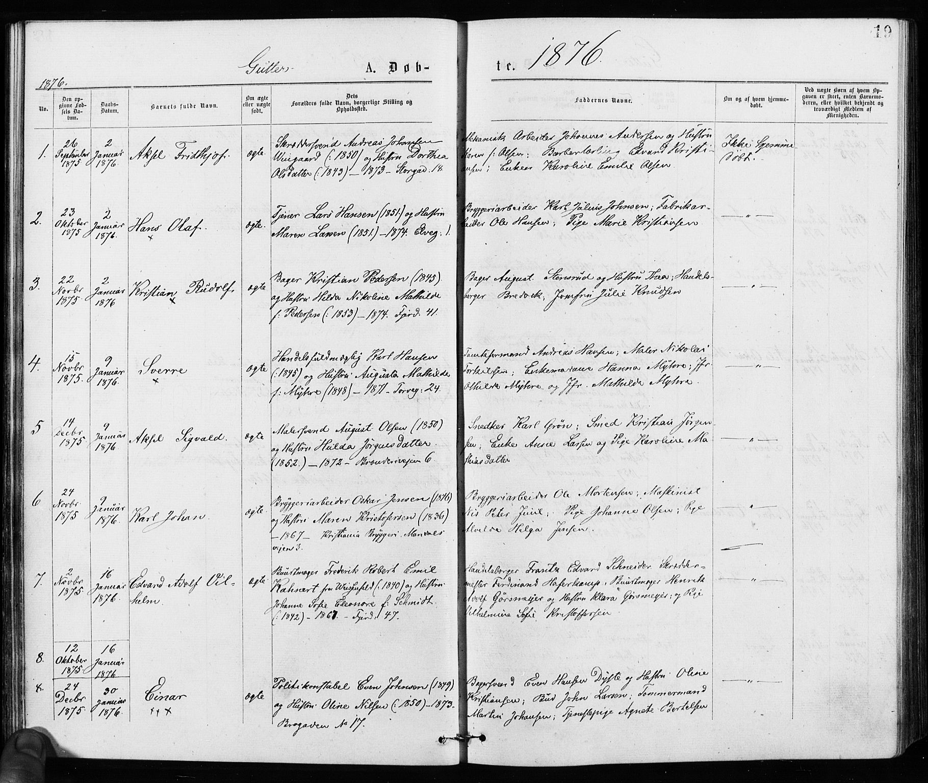Jakob prestekontor Kirkebøker, AV/SAO-A-10850/F/Fa/L0001: Parish register (official) no. 1, 1875-1924, p. 19