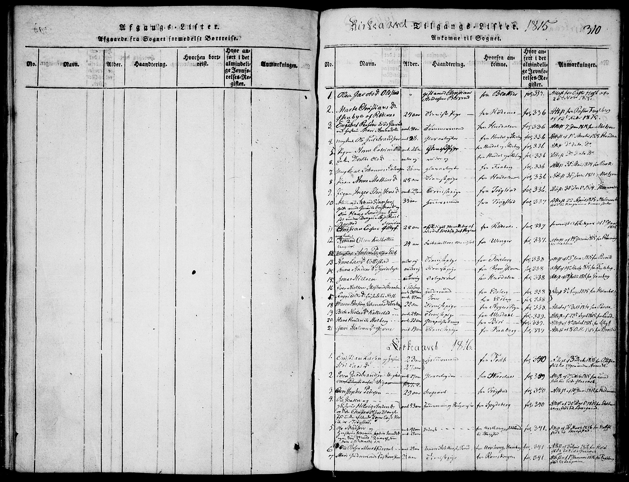 Høland prestekontor Kirkebøker, AV/SAO-A-10346a/F/Fa/L0007: Parish register (official) no. I 7, 1814-1827, p. 310