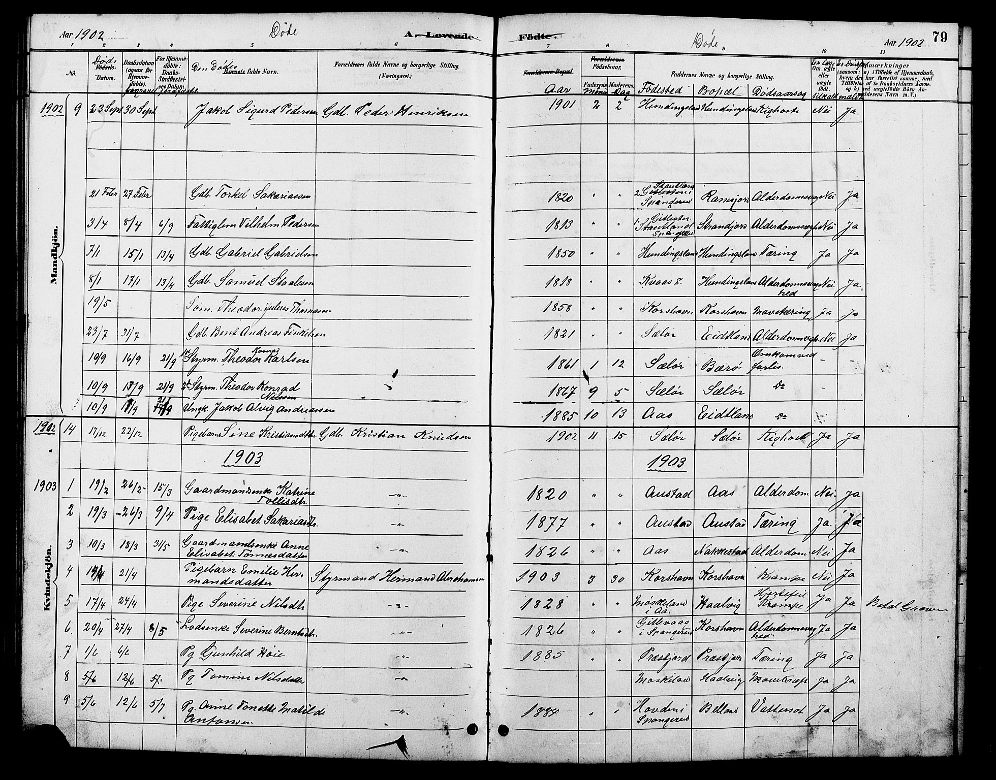 Lyngdal sokneprestkontor, SAK/1111-0029/F/Fb/Fba/L0003: Parish register (copy) no. B 3, 1886-1903, p. 79