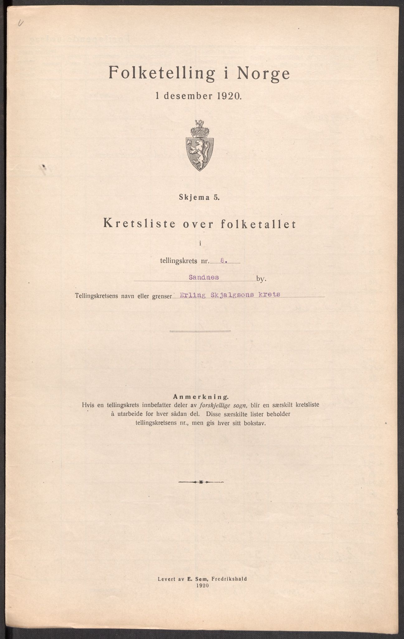 SAST, 1920 census for Sandnes, 1920, p. 27