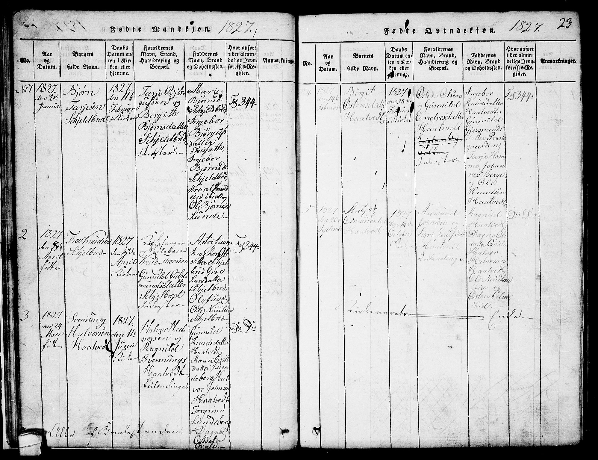 Lårdal kirkebøker, SAKO/A-284/G/Ga/L0001: Parish register (copy) no. I 1, 1815-1861, p. 23