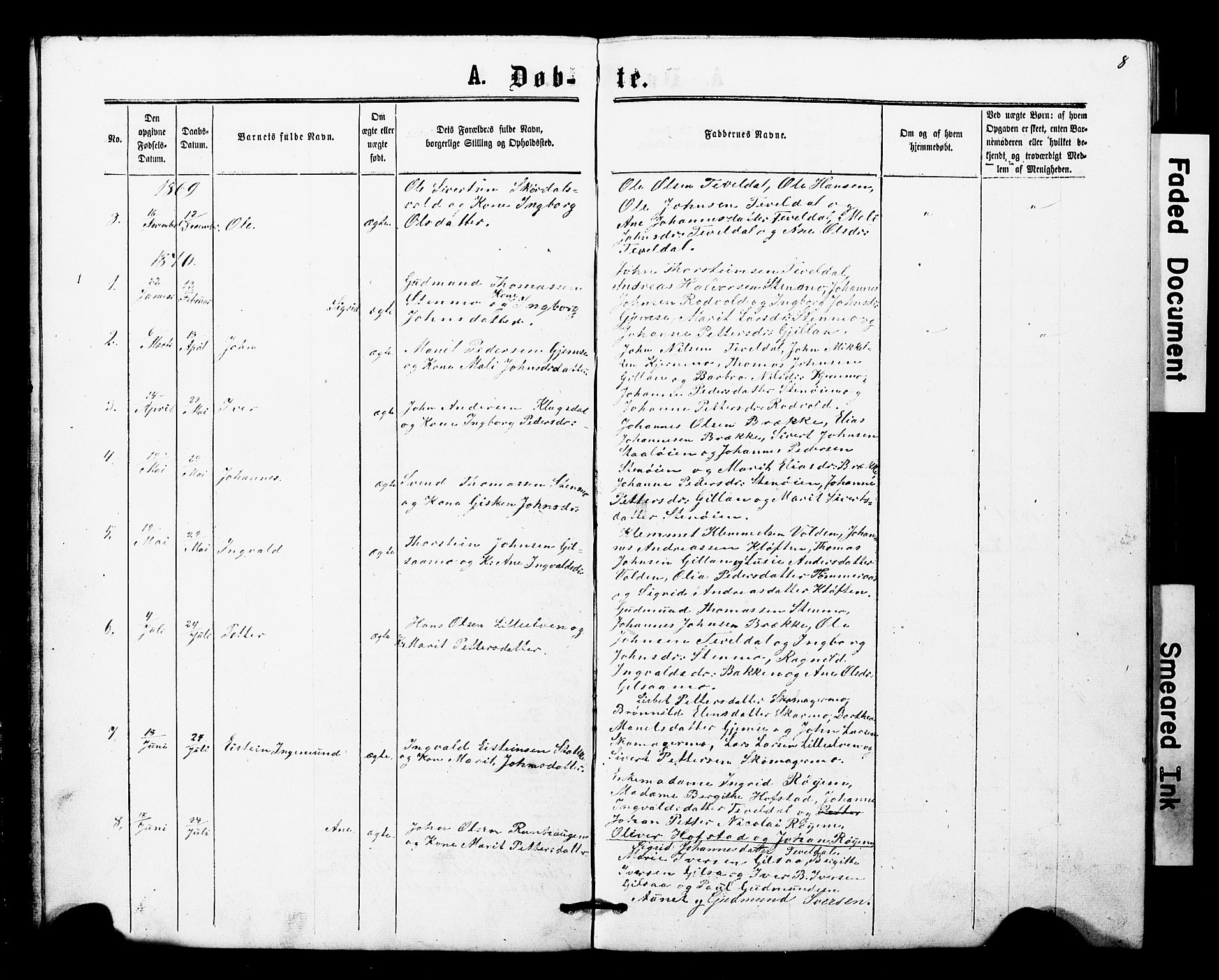 Ministerialprotokoller, klokkerbøker og fødselsregistre - Nord-Trøndelag, SAT/A-1458/707/L0052: Parish register (copy) no. 707C01, 1864-1897, p. 8