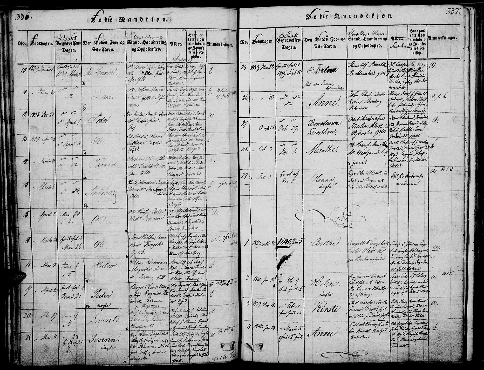 Åmot prestekontor, Hedmark, SAH/PREST-056/H/Ha/Haa/L0005: Parish register (official) no. 5, 1815-1841, p. 336-337