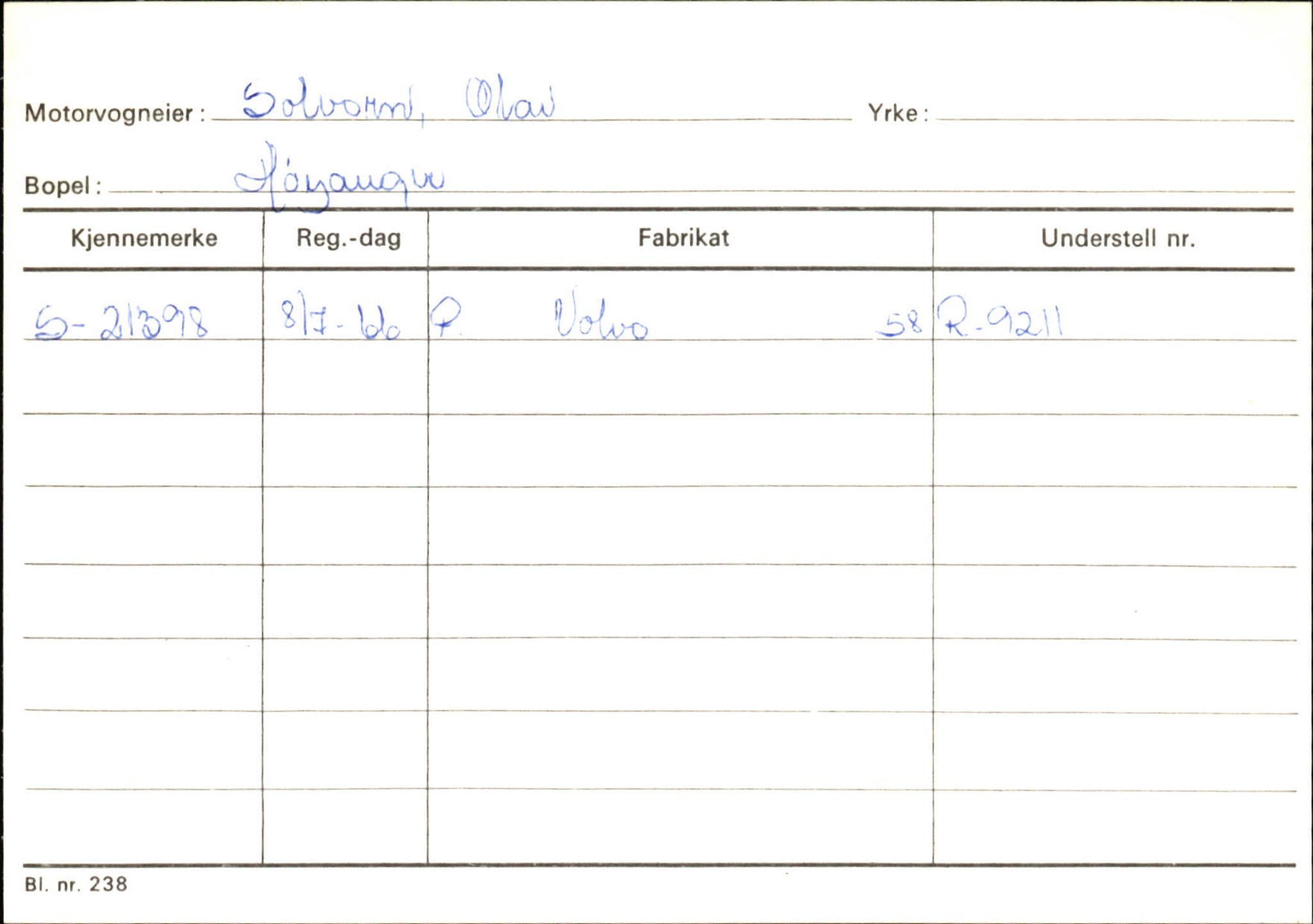 Statens vegvesen, Sogn og Fjordane vegkontor, AV/SAB-A-5301/4/F/L0131: Eigarregister Høyanger P-Å. Stryn S-Å, 1945-1975, p. 331