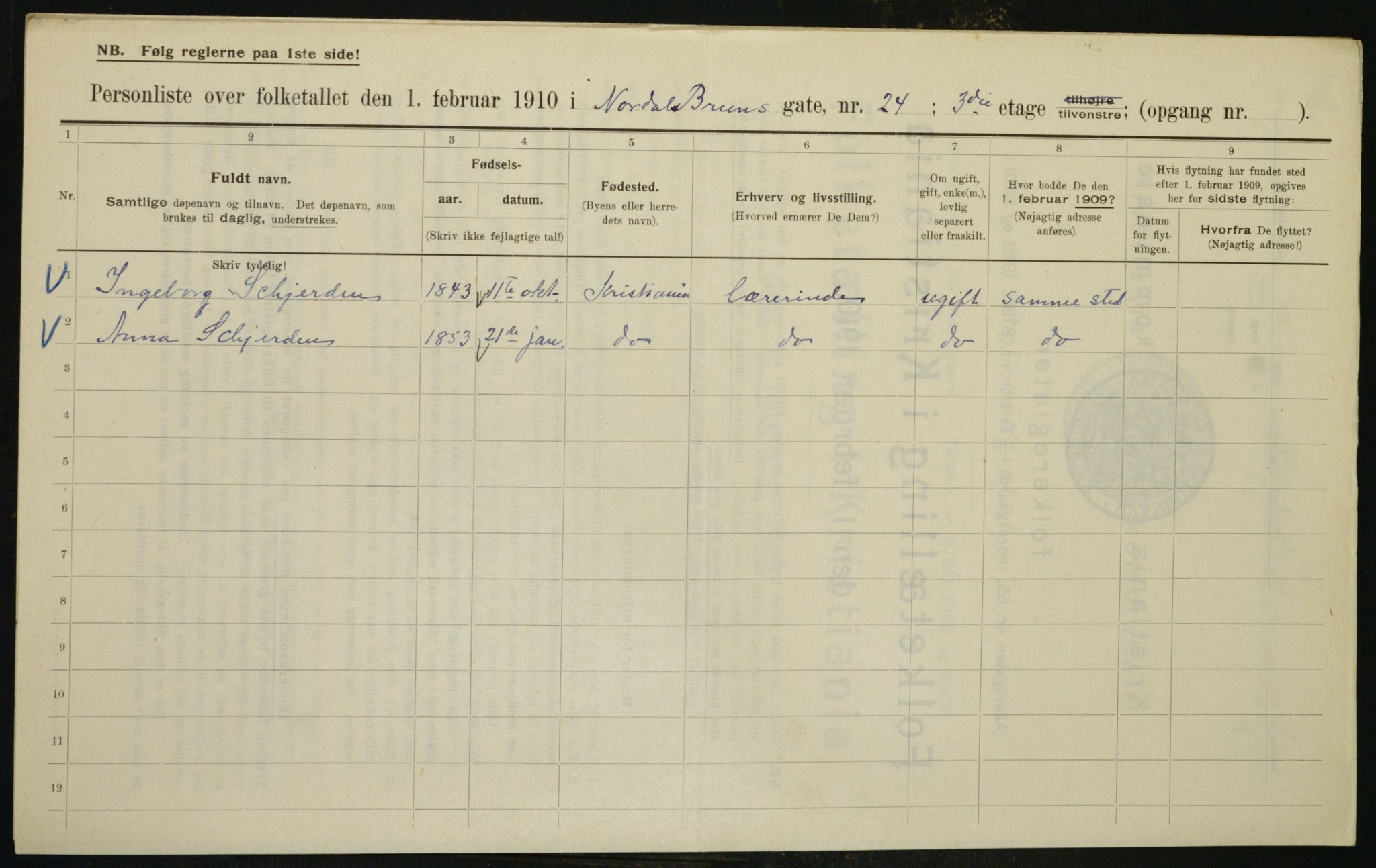 OBA, Municipal Census 1910 for Kristiania, 1910, p. 69968