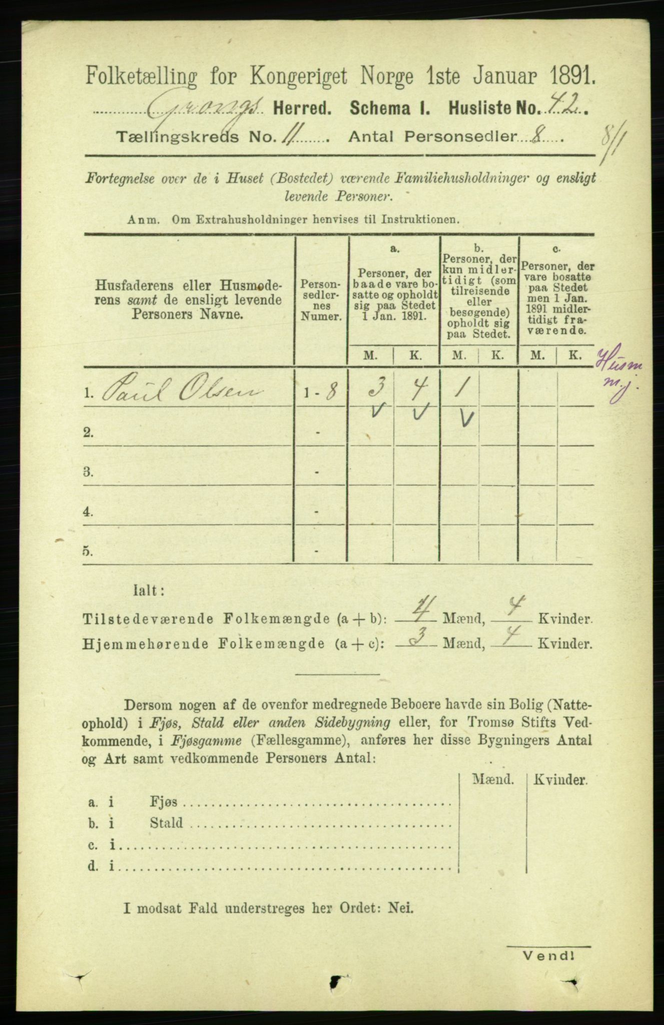 RA, 1891 census for 1742 Grong, 1891, p. 4072