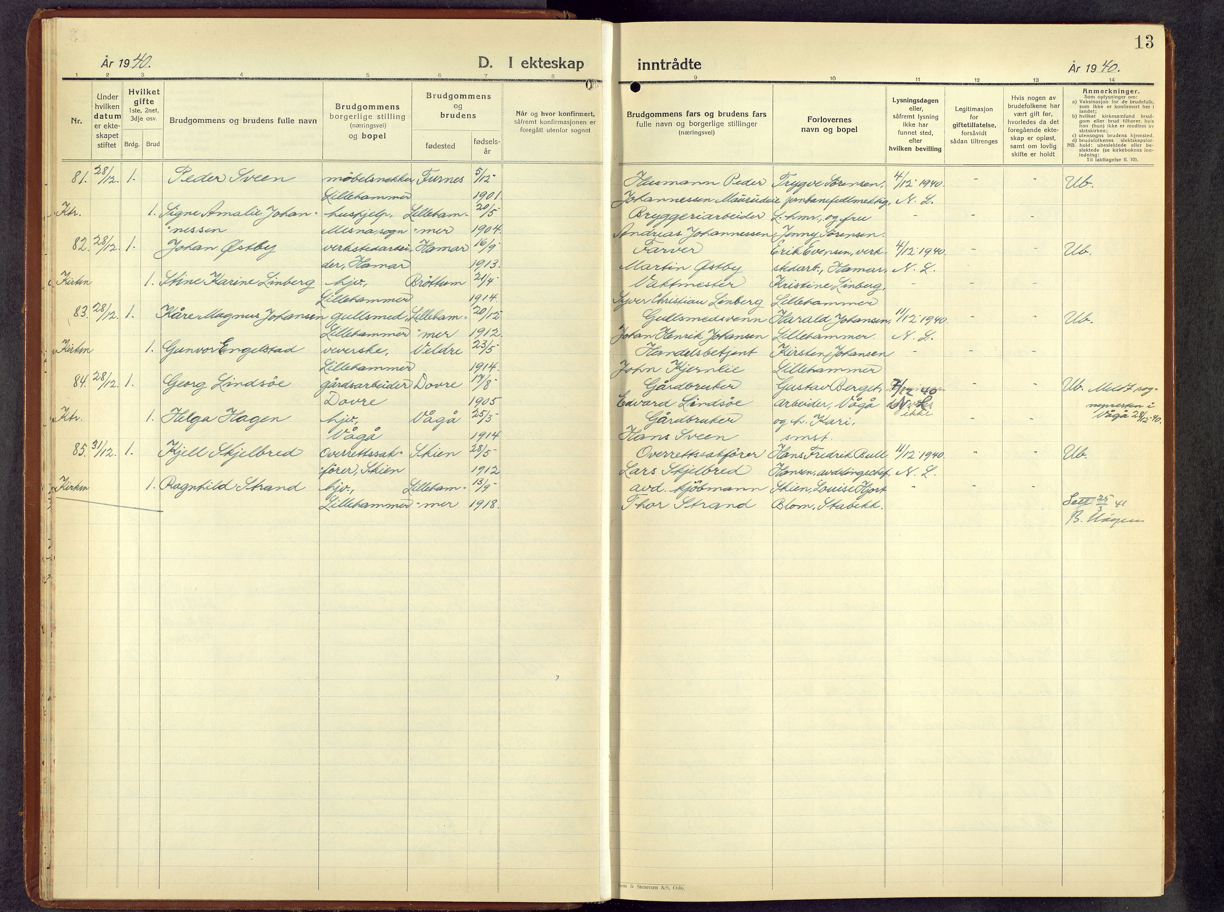 Lillehammer prestekontor, AV/SAH-PREST-088/H/Ha/Hab/L0004: Parish register (copy) no. 4, 1940-1955, p. 13