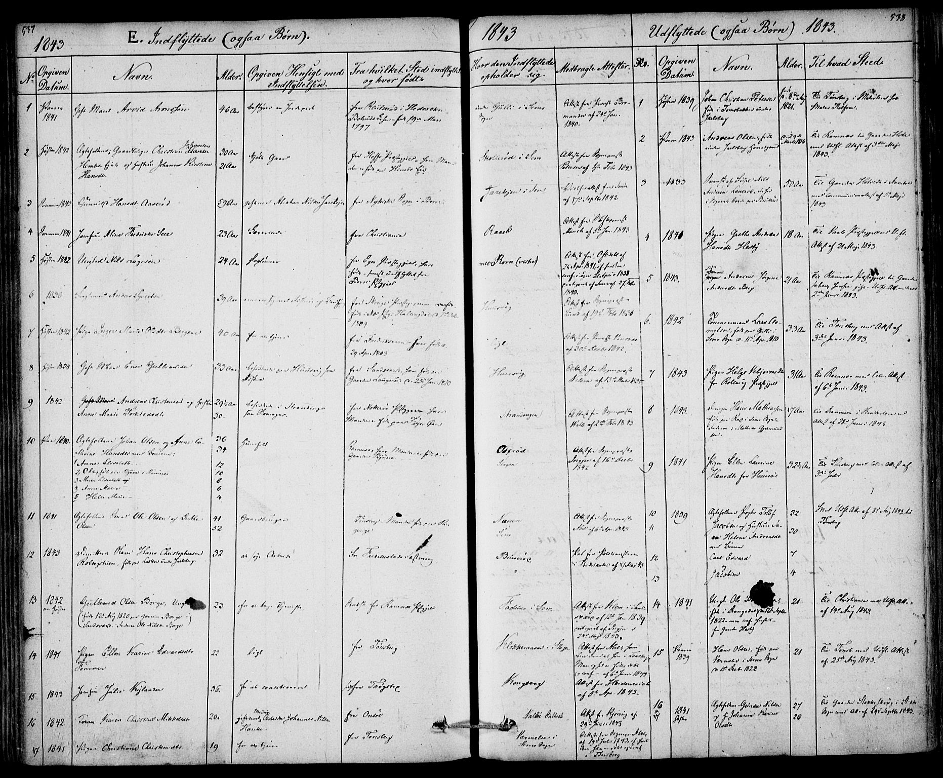 Sem kirkebøker, SAKO/A-5/F/Fa/L0006: Parish register (official) no. I 6, 1843-1855, p. 537-538