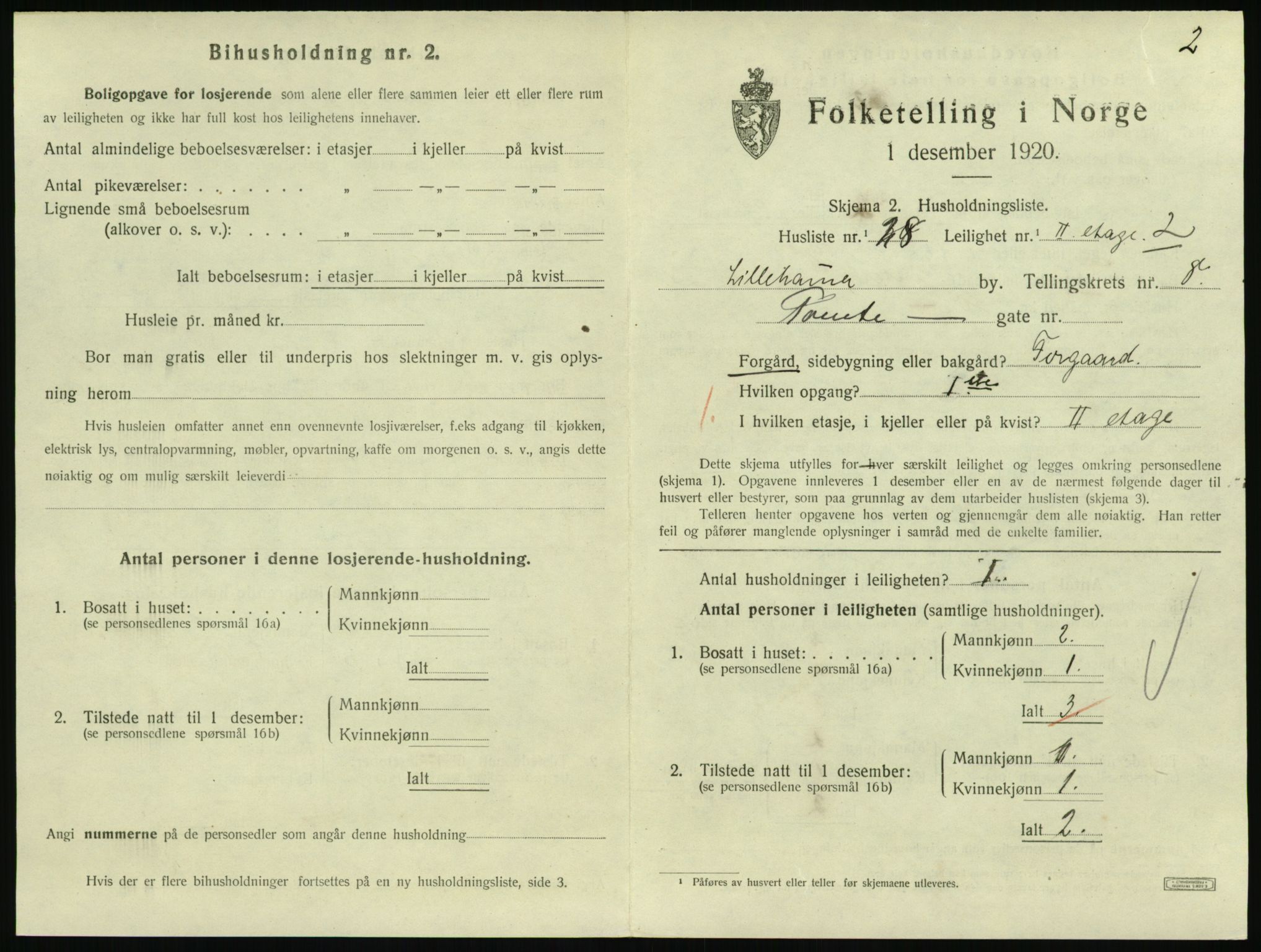 SAH, 1920 census for Lillehammer, 1920, p. 2936