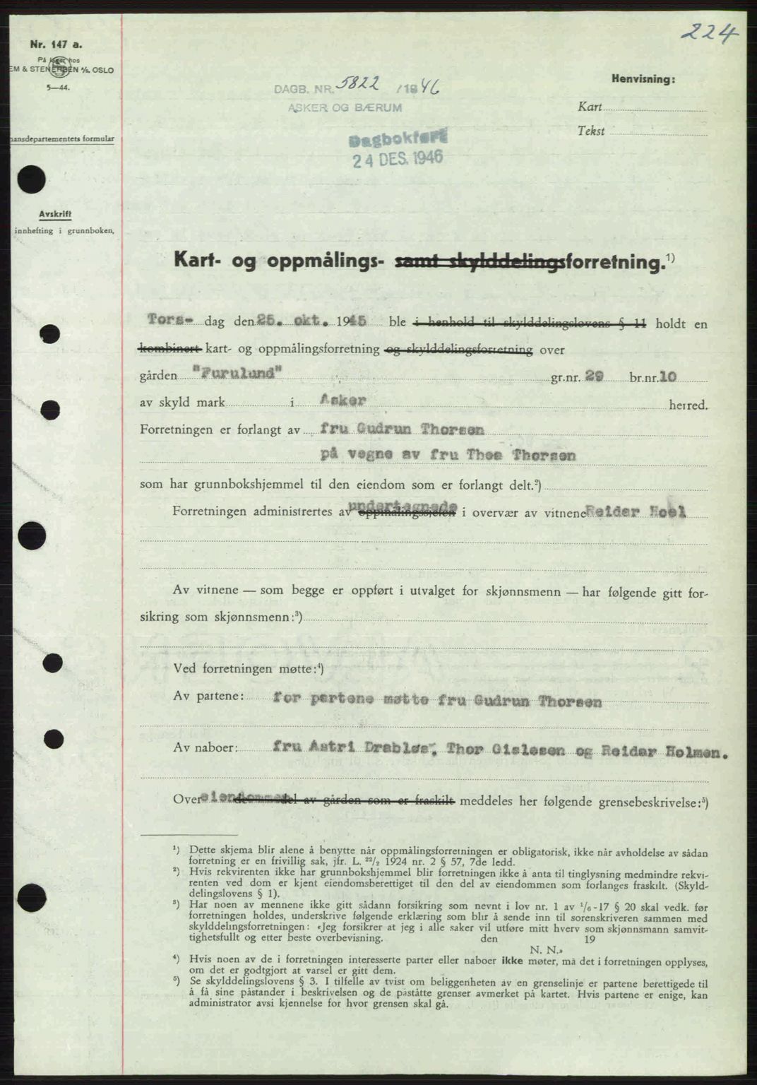 Aker herredsskriveri, AV/SAO-A-10896/G/Gb/Gbb/Gbbb/L0036: Mortgage book no. A82, 1946-1947, Diary no: : 5822/1946