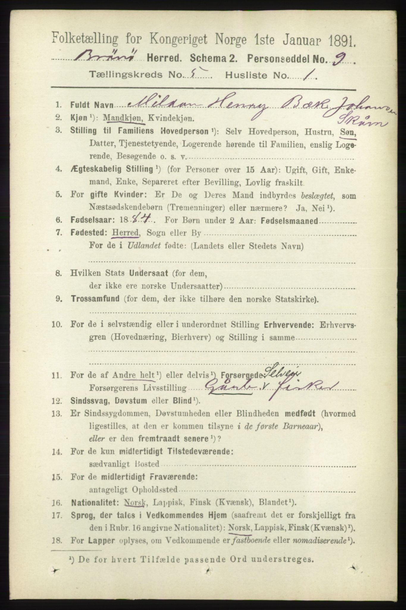 RA, 1891 census for 1814 Brønnøy, 1891, p. 2471