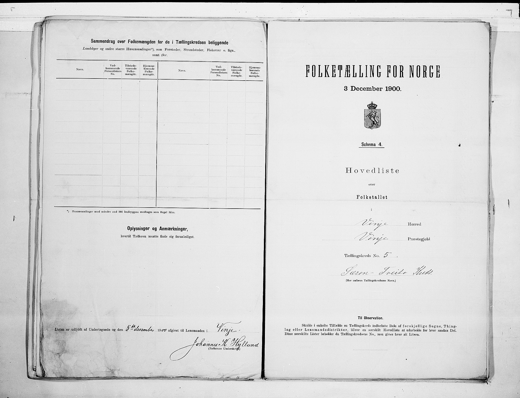 SAKO, 1900 census for Vinje, 1900, p. 12