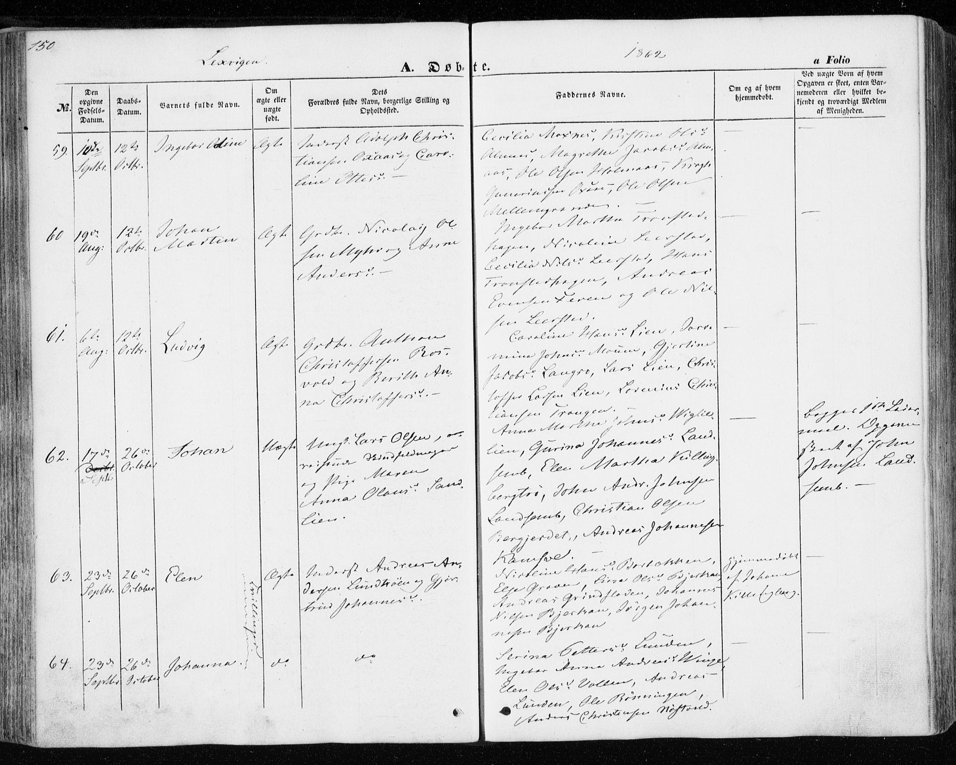Ministerialprotokoller, klokkerbøker og fødselsregistre - Nord-Trøndelag, SAT/A-1458/701/L0008: Parish register (official) no. 701A08 /1, 1854-1863, p. 150