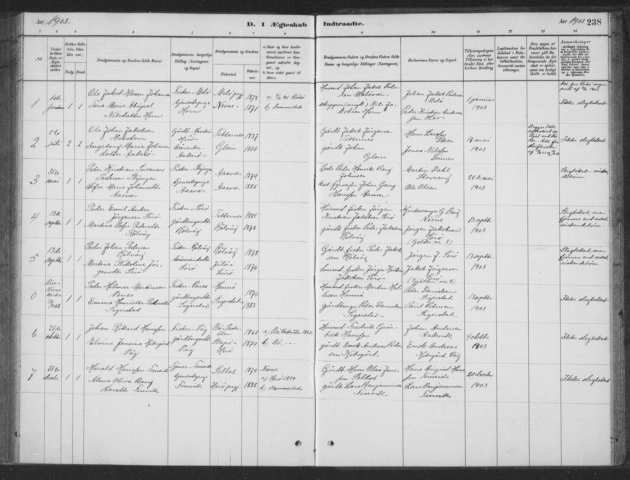 Ministerialprotokoller, klokkerbøker og fødselsregistre - Nordland, SAT/A-1459/835/L0532: Parish register (copy) no. 835C04, 1880-1905, p. 238