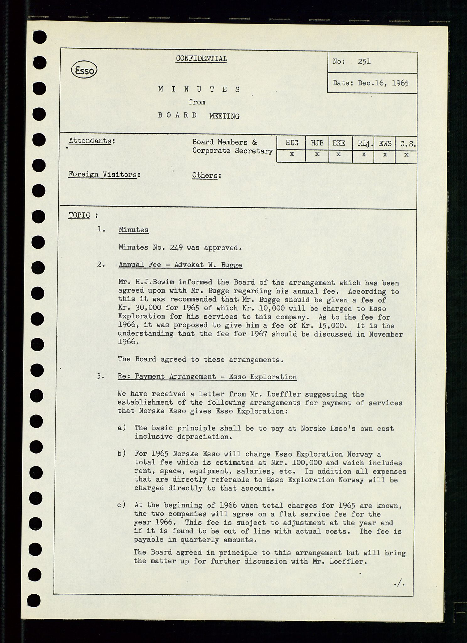 Pa 0982 - Esso Norge A/S, AV/SAST-A-100448/A/Aa/L0002/0001: Den administrerende direksjon Board minutes (styrereferater) / Den administrerende direksjon Board minutes (styrereferater), 1965, p. 5