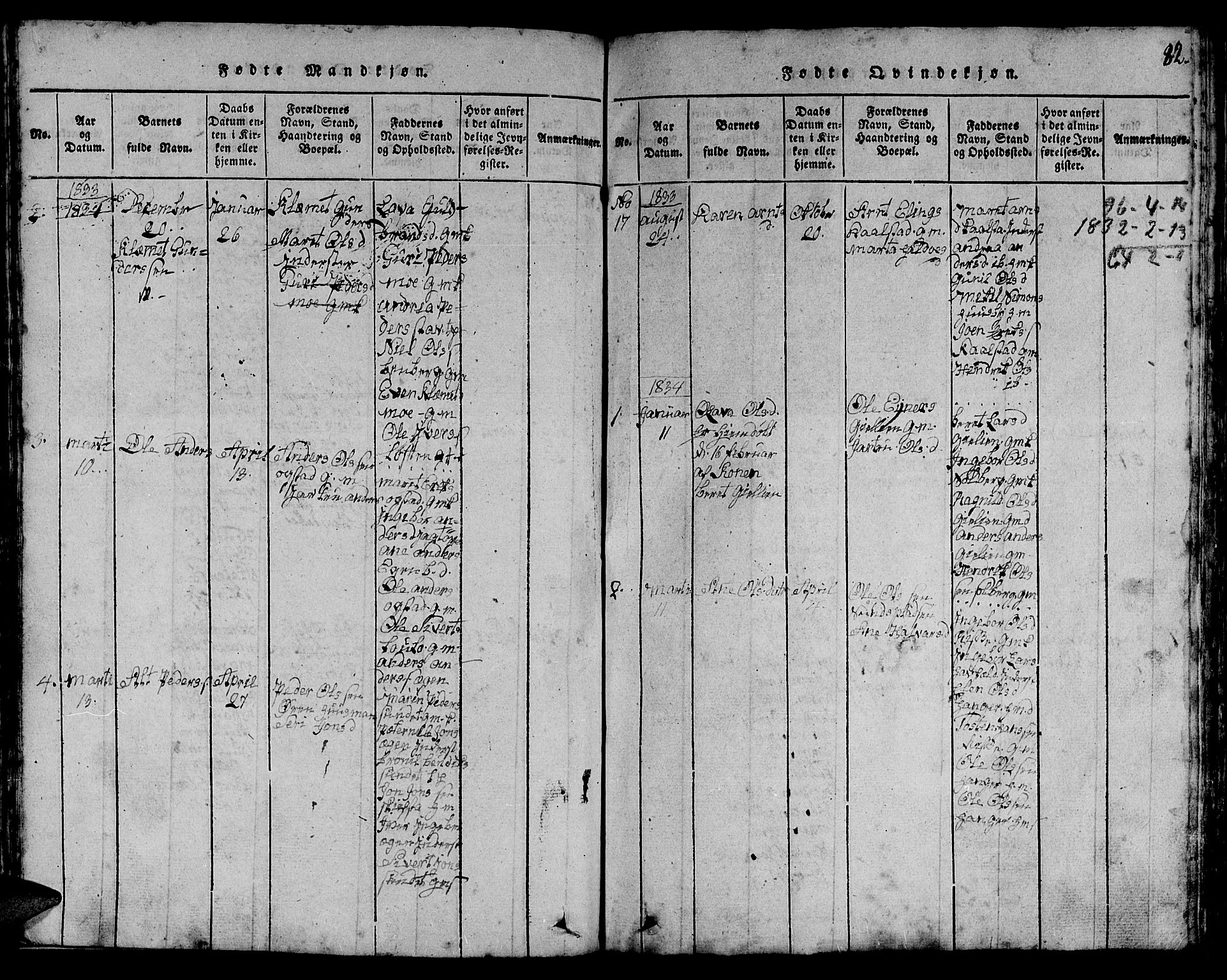 Ministerialprotokoller, klokkerbøker og fødselsregistre - Sør-Trøndelag, AV/SAT-A-1456/613/L0393: Parish register (copy) no. 613C01, 1816-1886, p. 82