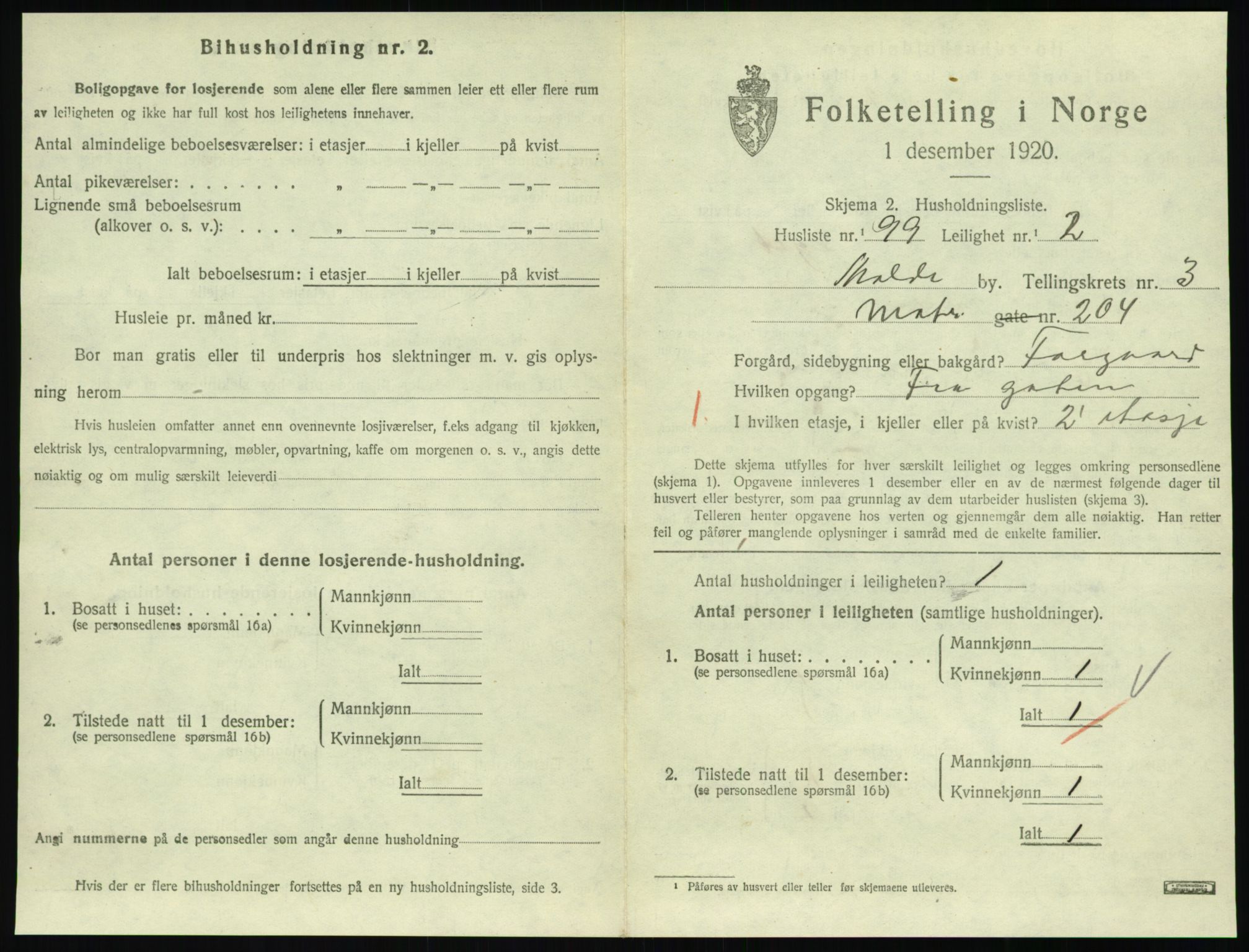 SAT, 1920 census for Molde, 1920, p. 1397