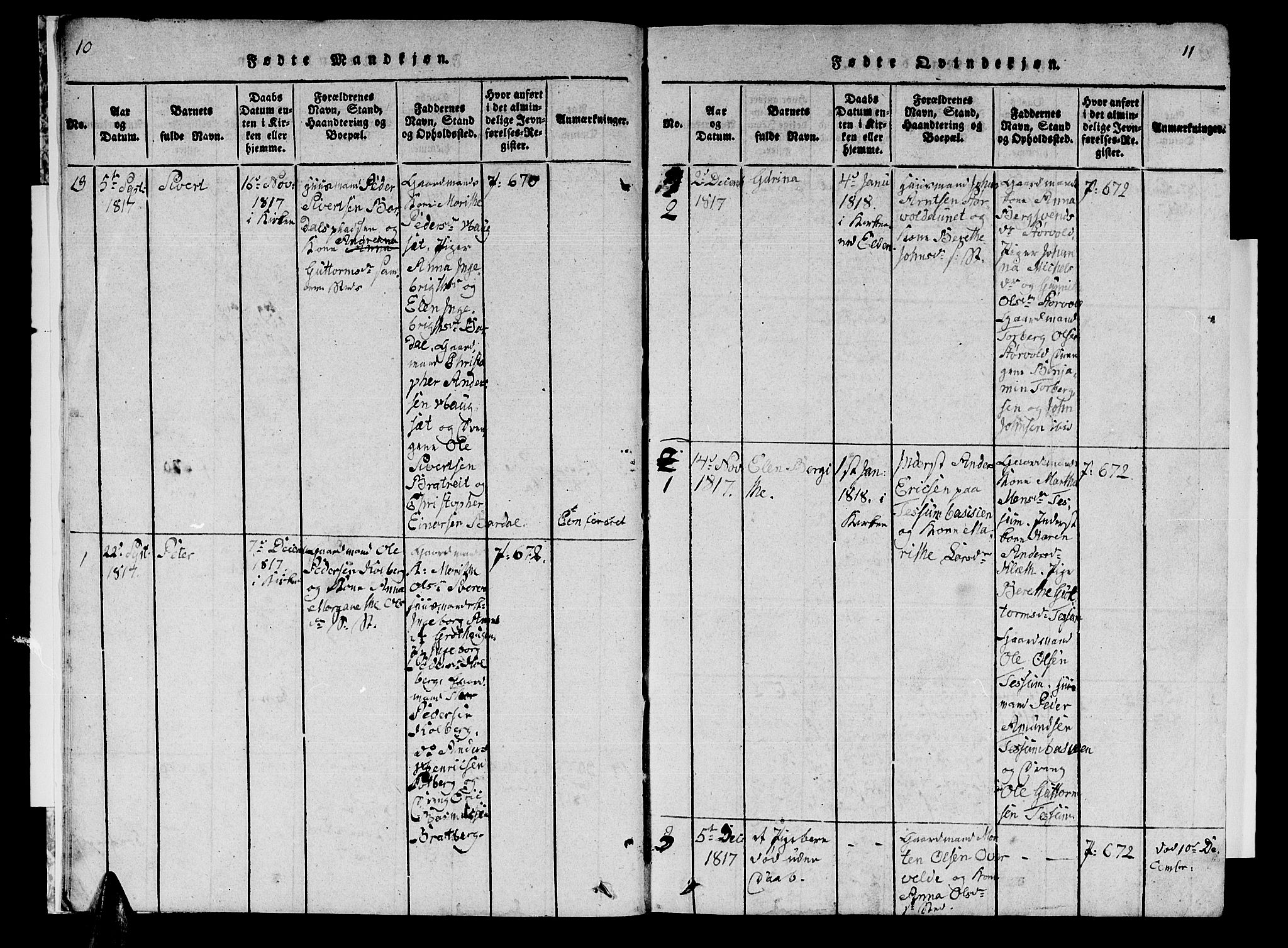 Ministerialprotokoller, klokkerbøker og fødselsregistre - Nord-Trøndelag, SAT/A-1458/741/L0400: Parish register (copy) no. 741C01, 1817-1825, p. 10-11