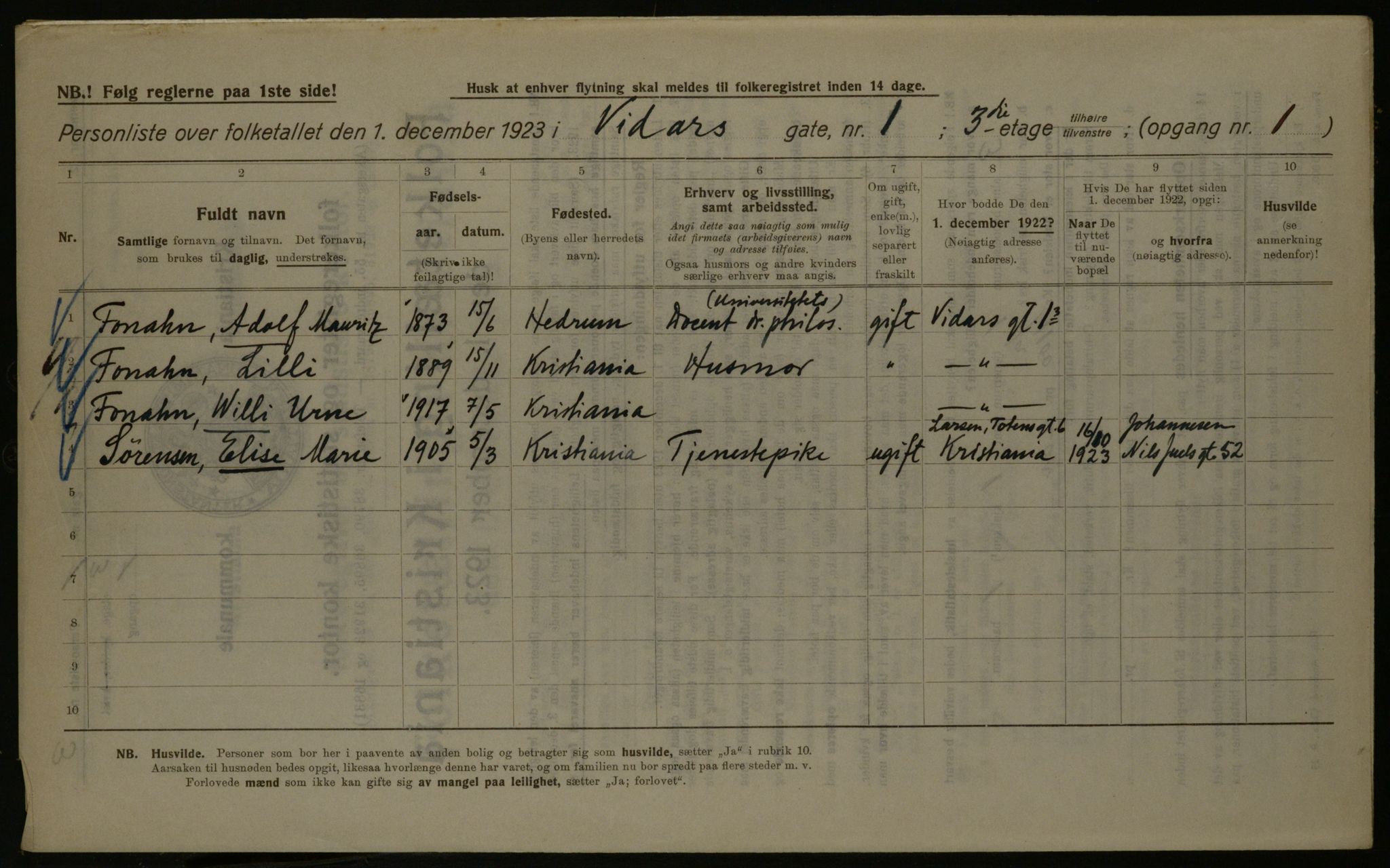 OBA, Municipal Census 1923 for Kristiania, 1923, p. 136351