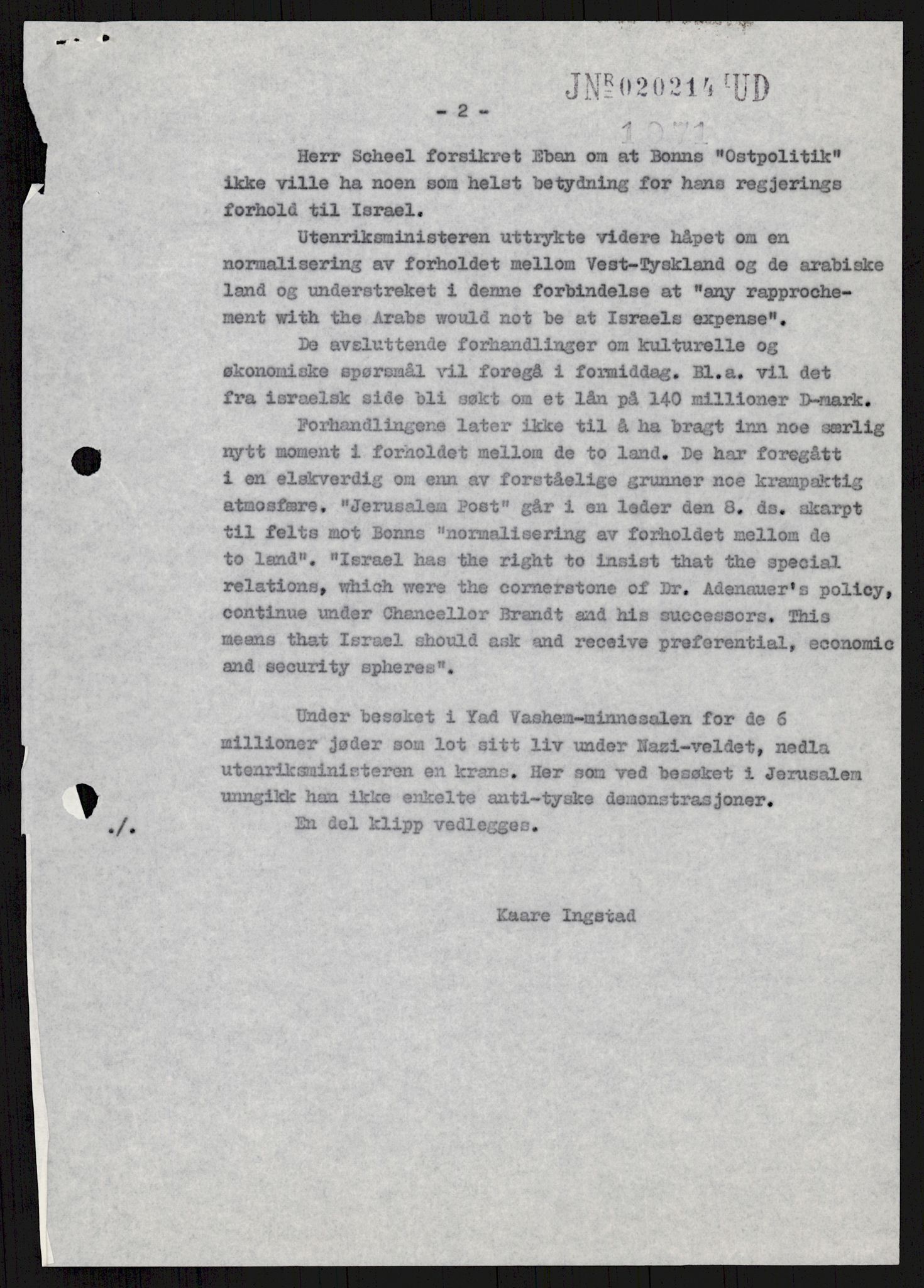 Utenriksdepartementet, hovedarkiv, AV/RA-S-6794/D/Db/Dba/L0776/0003: Verdenspolitikk. Fremmede staters politikk (G.L.) / Israel: Politikk (2 mapper), 1970-1972, p. 130
