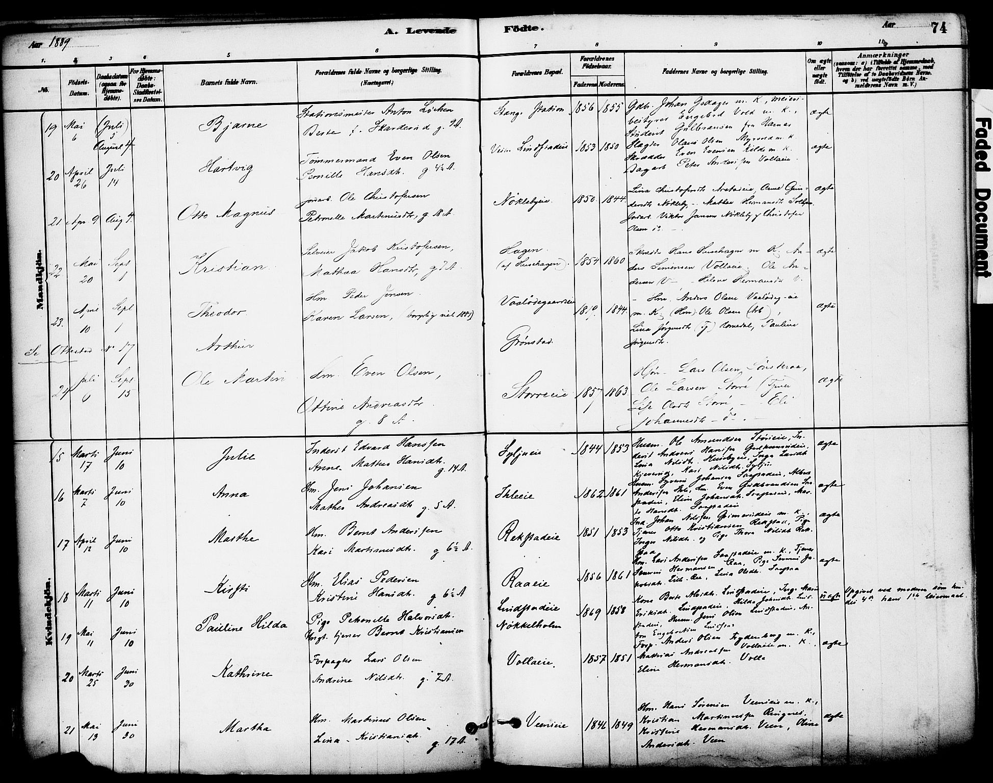 Stange prestekontor, AV/SAH-PREST-002/K/L0017: Parish register (official) no. 17, 1880-1893, p. 74