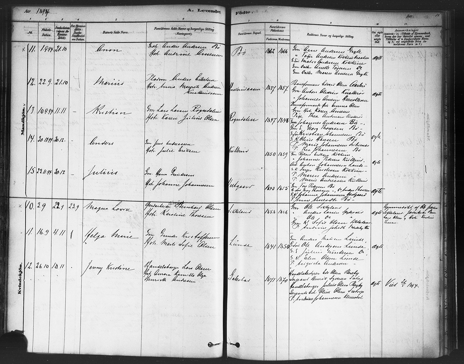 Varteig prestekontor Kirkebøker, SAO/A-10447a/F/Fa/L0002: Parish register (official) no. 2, 1878-1899, p. 54