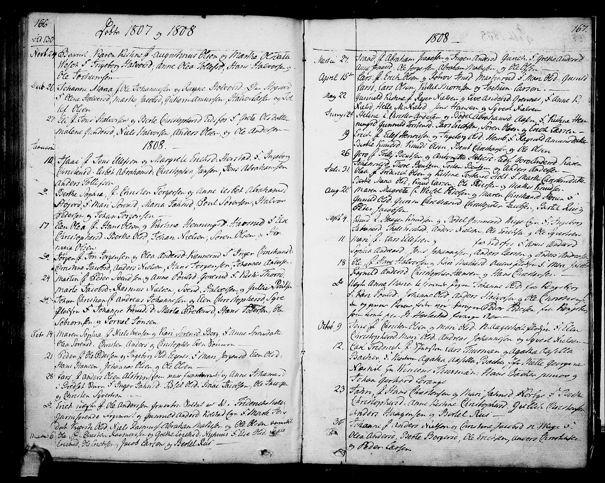 Hof kirkebøker, SAKO/A-64/F/Fa/L0003: Parish register (official) no. I 3, 1782-1814, p. 166-167