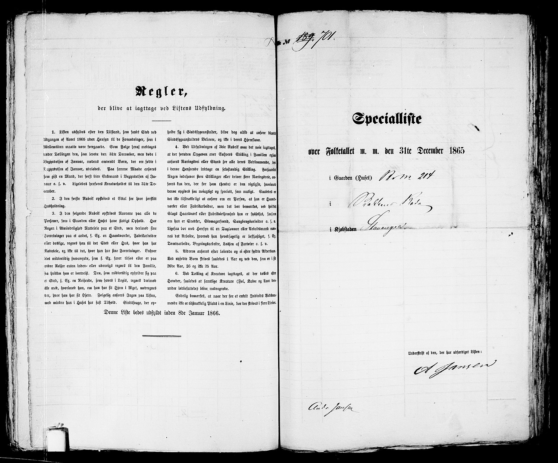 RA, 1865 census for Stavanger, 1865, p. 1430