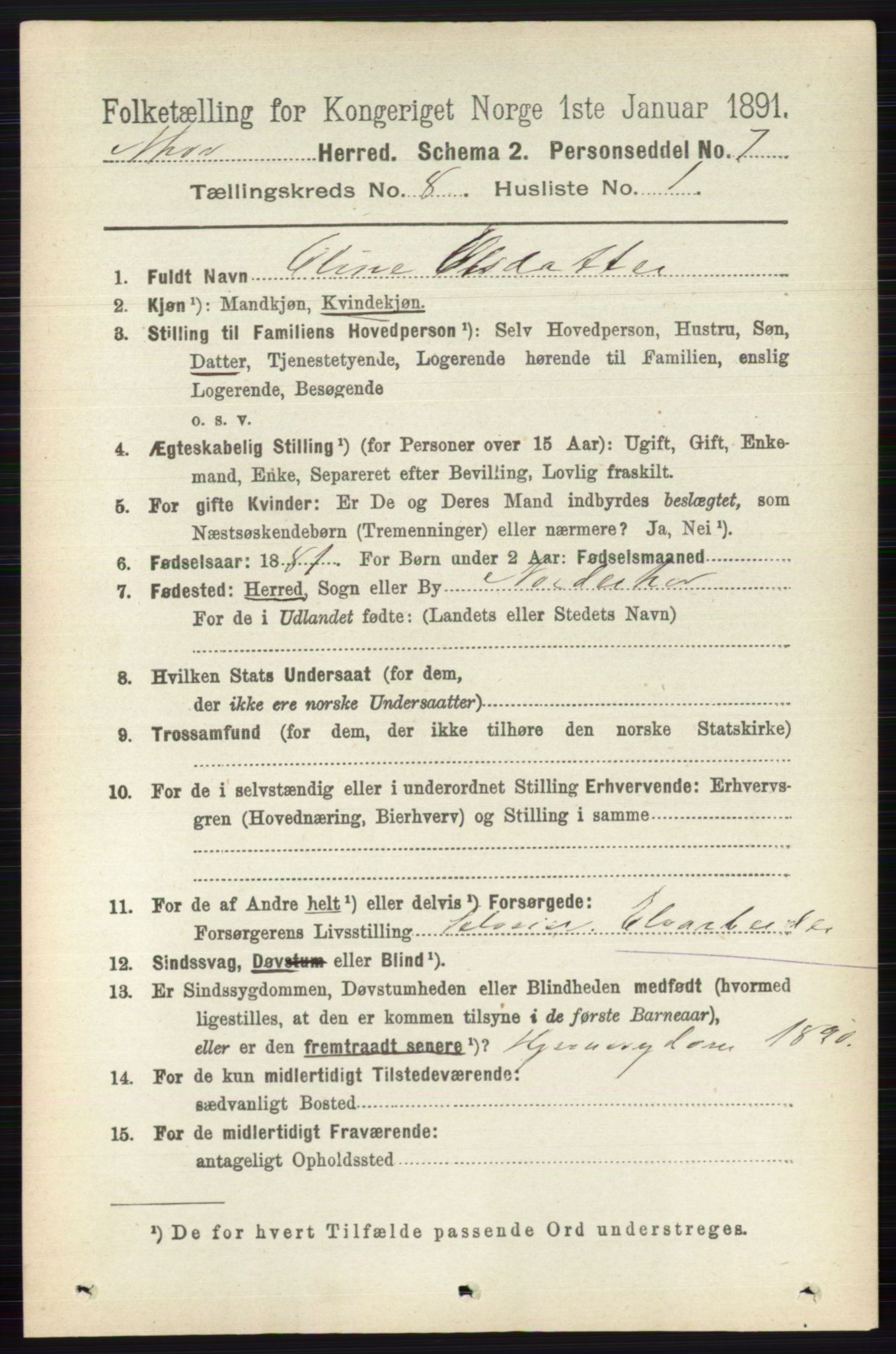 RA, 1891 census for 0613 Norderhov, 1891, p. 5565