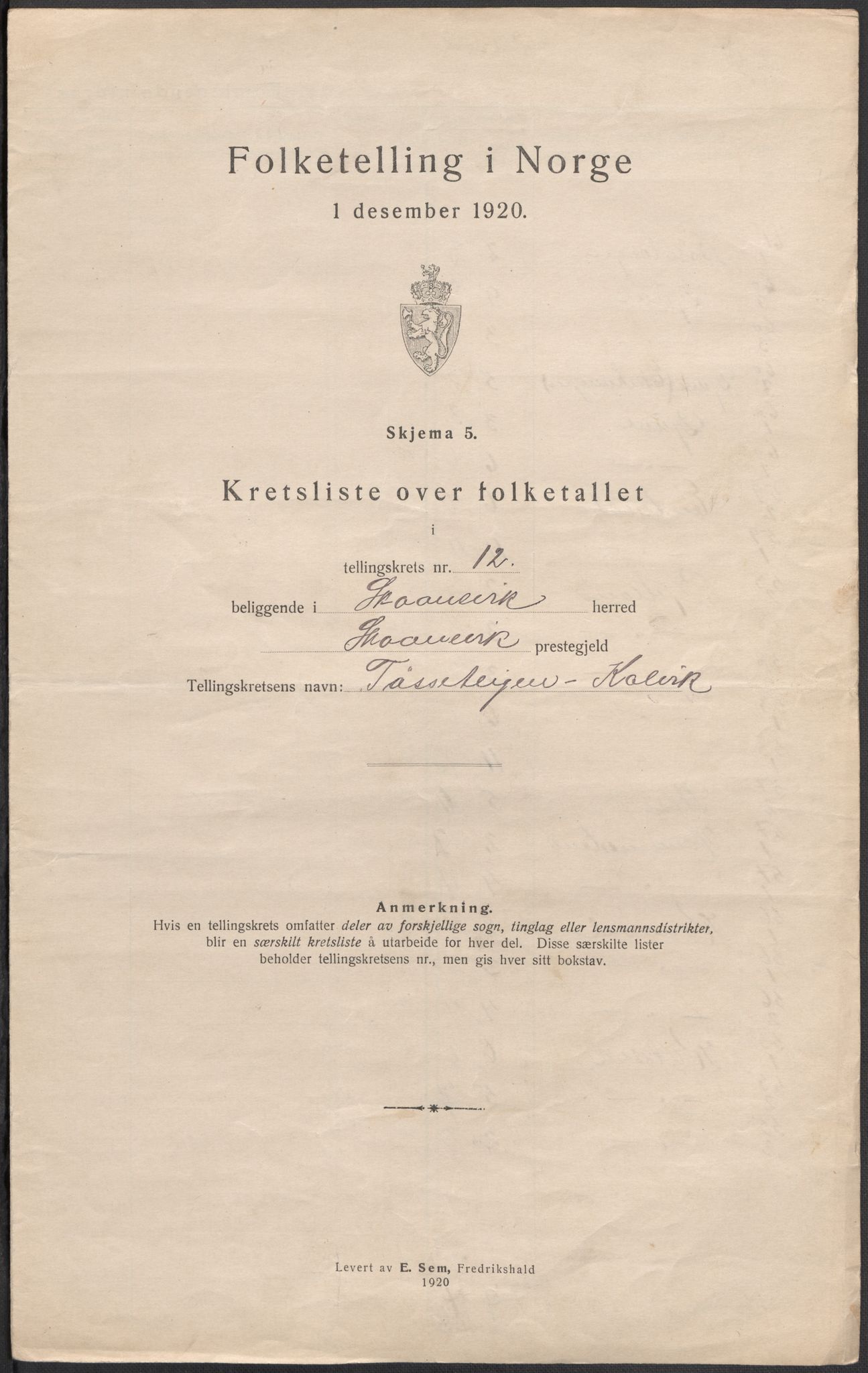 SAB, 1920 census for Skånevik, 1920, p. 43