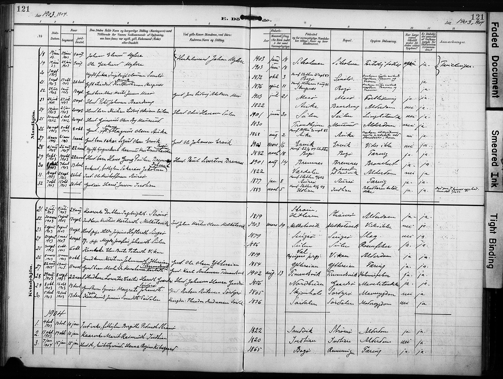 Ministerialprotokoller, klokkerbøker og fødselsregistre - Sør-Trøndelag, SAT/A-1456/640/L0580: Parish register (official) no. 640A05, 1902-1910, p. 121