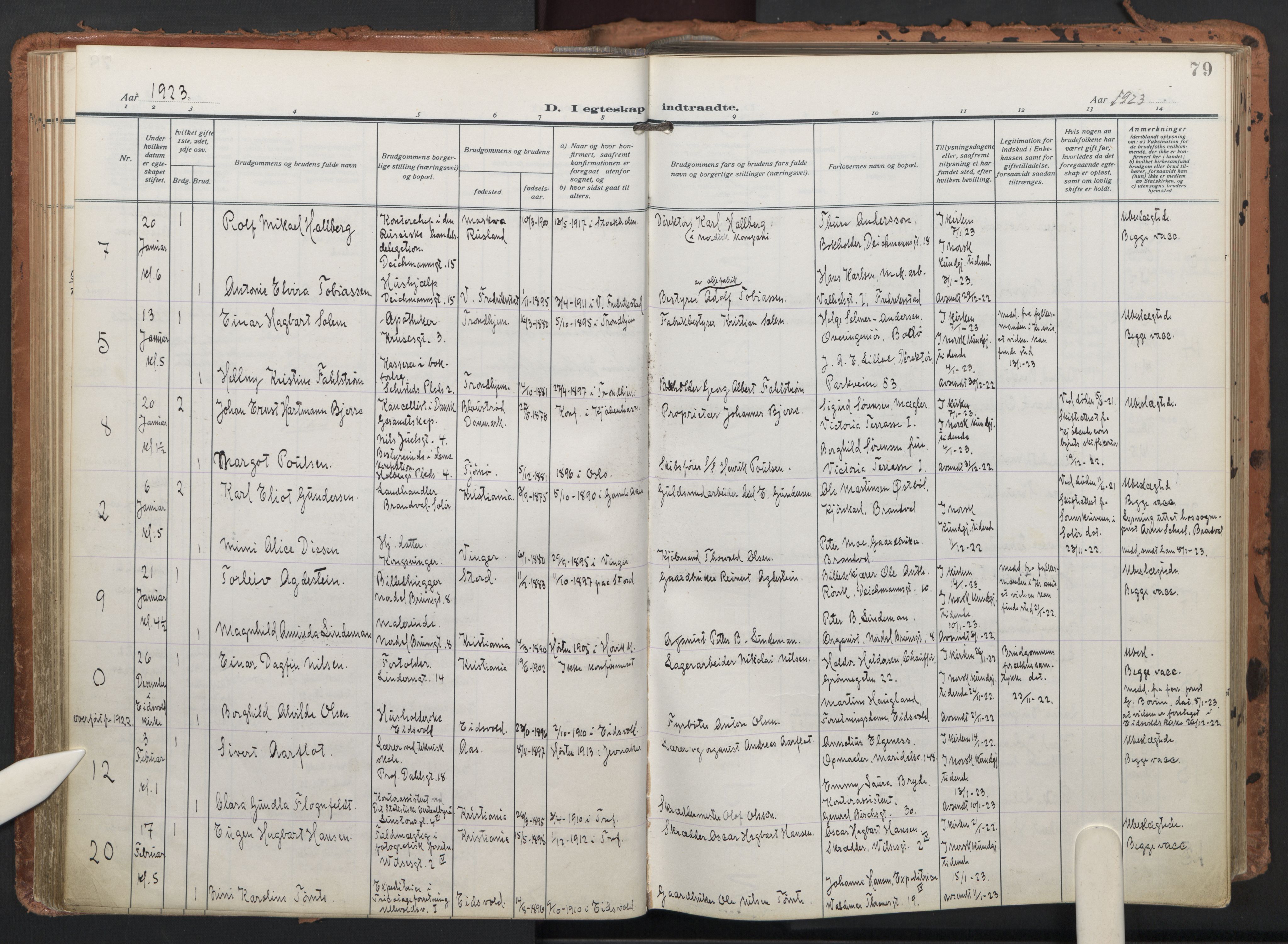 Trefoldighet prestekontor Kirkebøker, AV/SAO-A-10882/F/Fc/L0008: Parish register (official) no. III 8, 1920-1932, p. 79