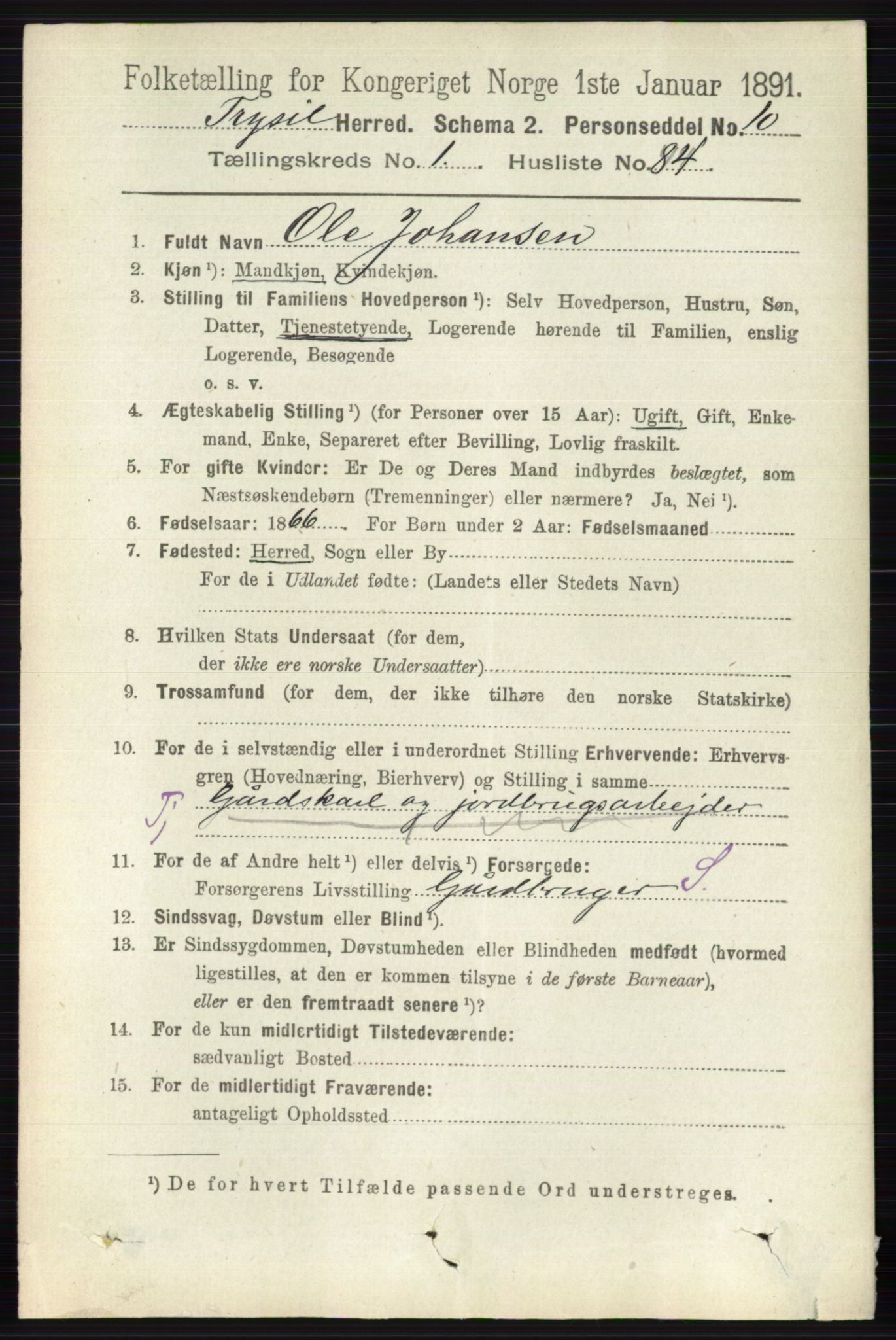 RA, 1891 census for 0428 Trysil, 1891, p. 652