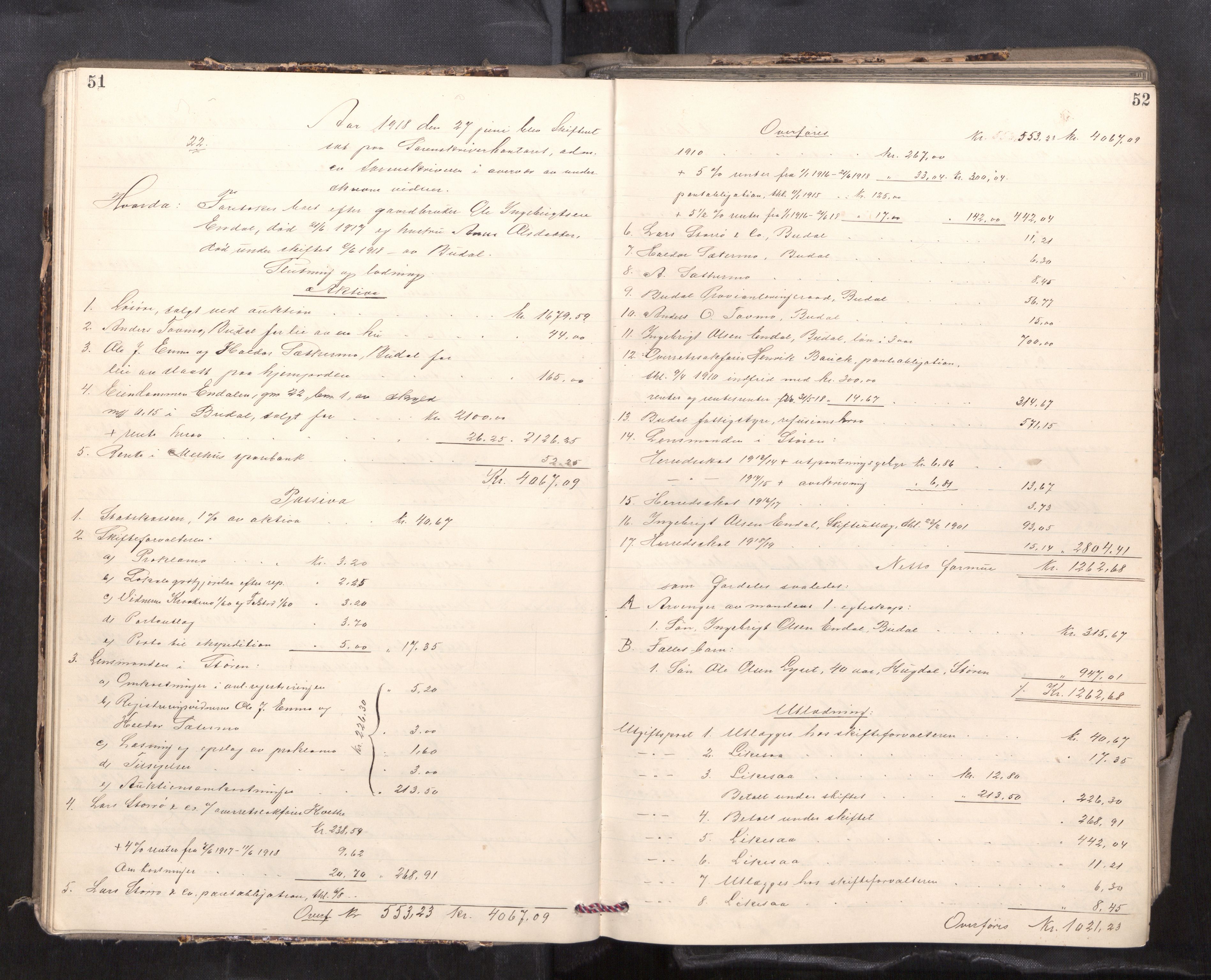 Gauldal sorenskriveri, AV/SAT-A-0014/1/3/3A/L0018: Skifteslutningsprotokoll  5, 1917-1924, p. 51-52