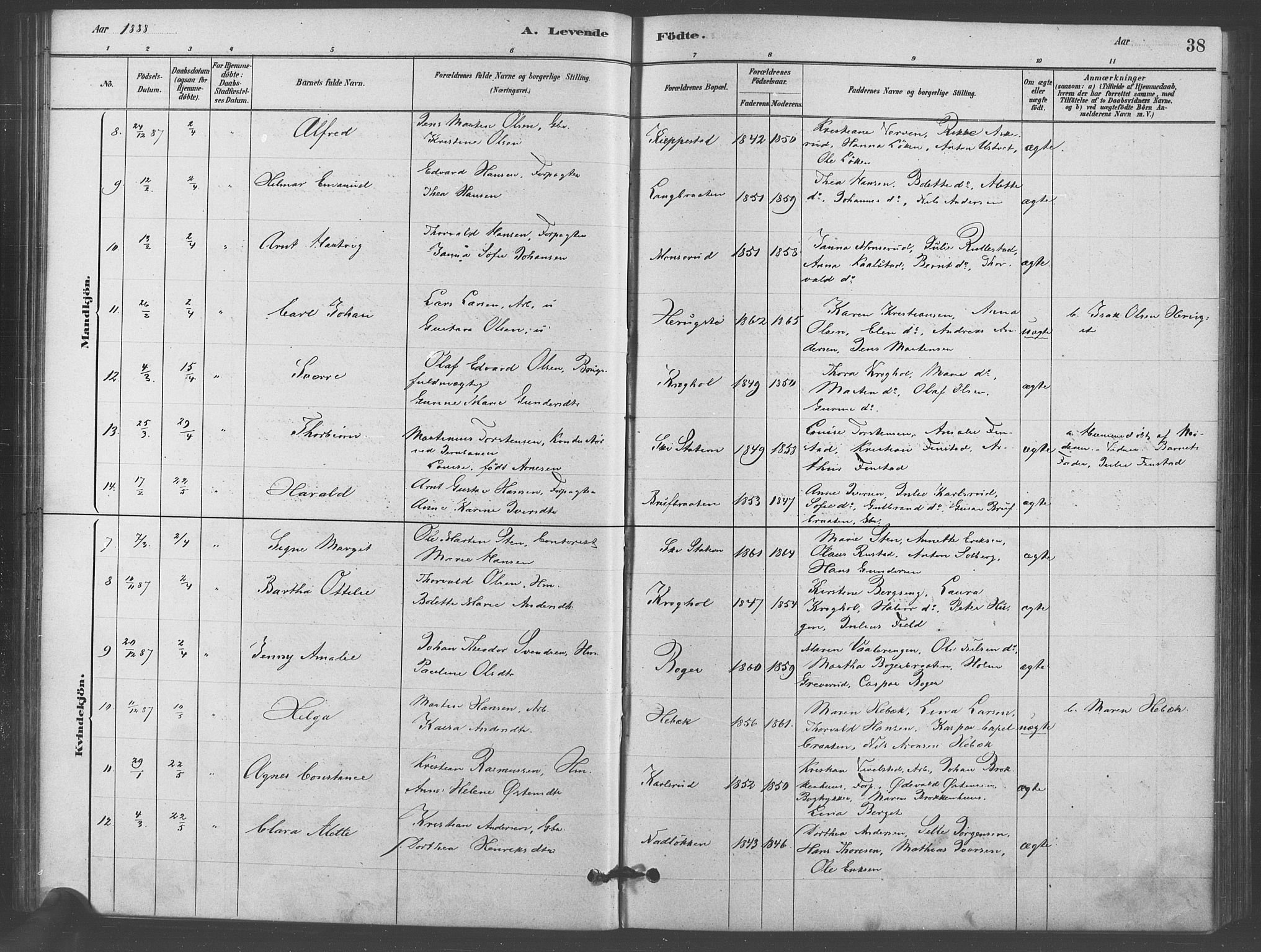 Kråkstad prestekontor Kirkebøker, AV/SAO-A-10125a/F/Fb/L0001: Parish register (official) no. II 1, 1880-1892, p. 39