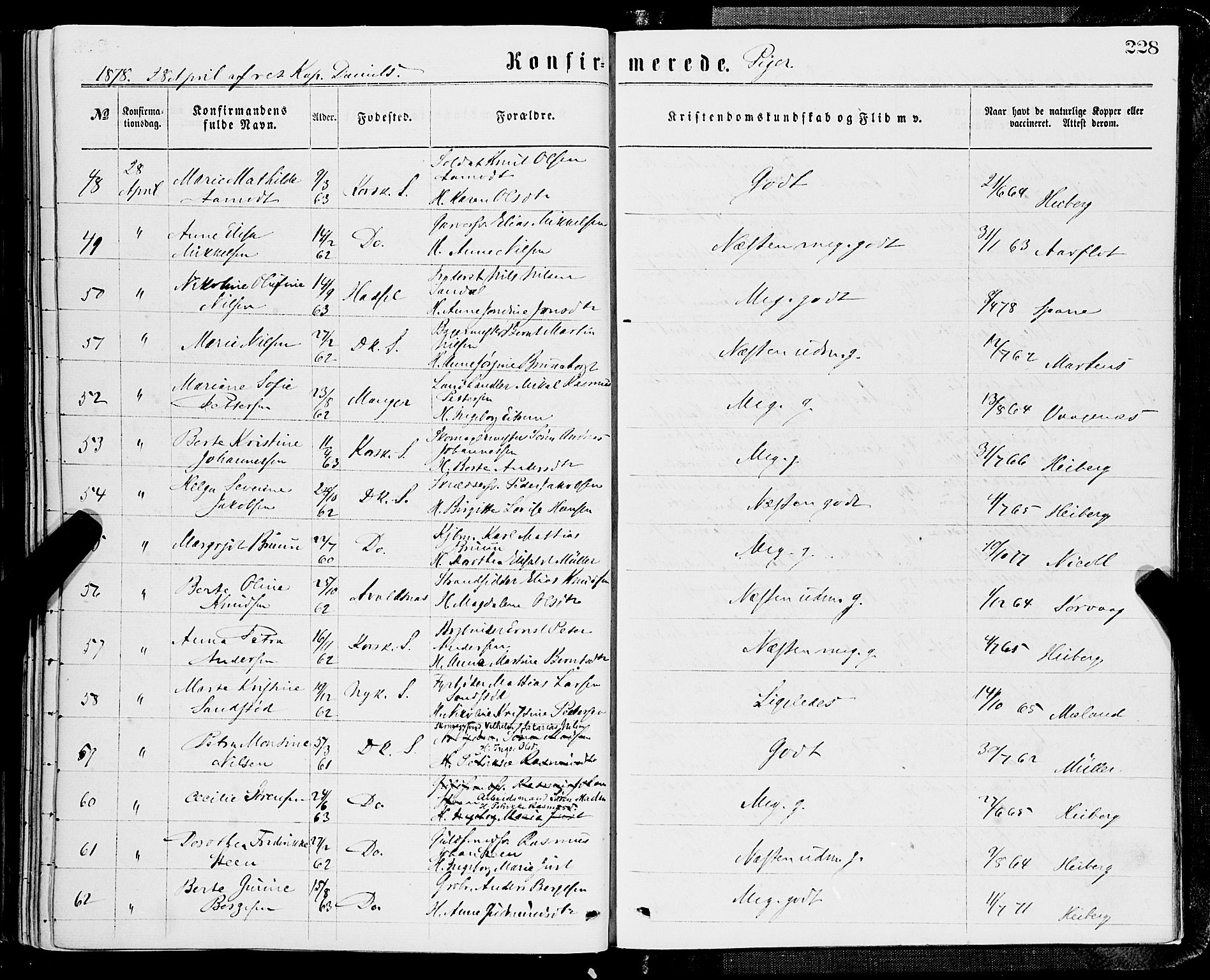 Domkirken sokneprestembete, AV/SAB-A-74801/H/Haa/L0029: Parish register (official) no. C 4, 1864-1879, p. 228