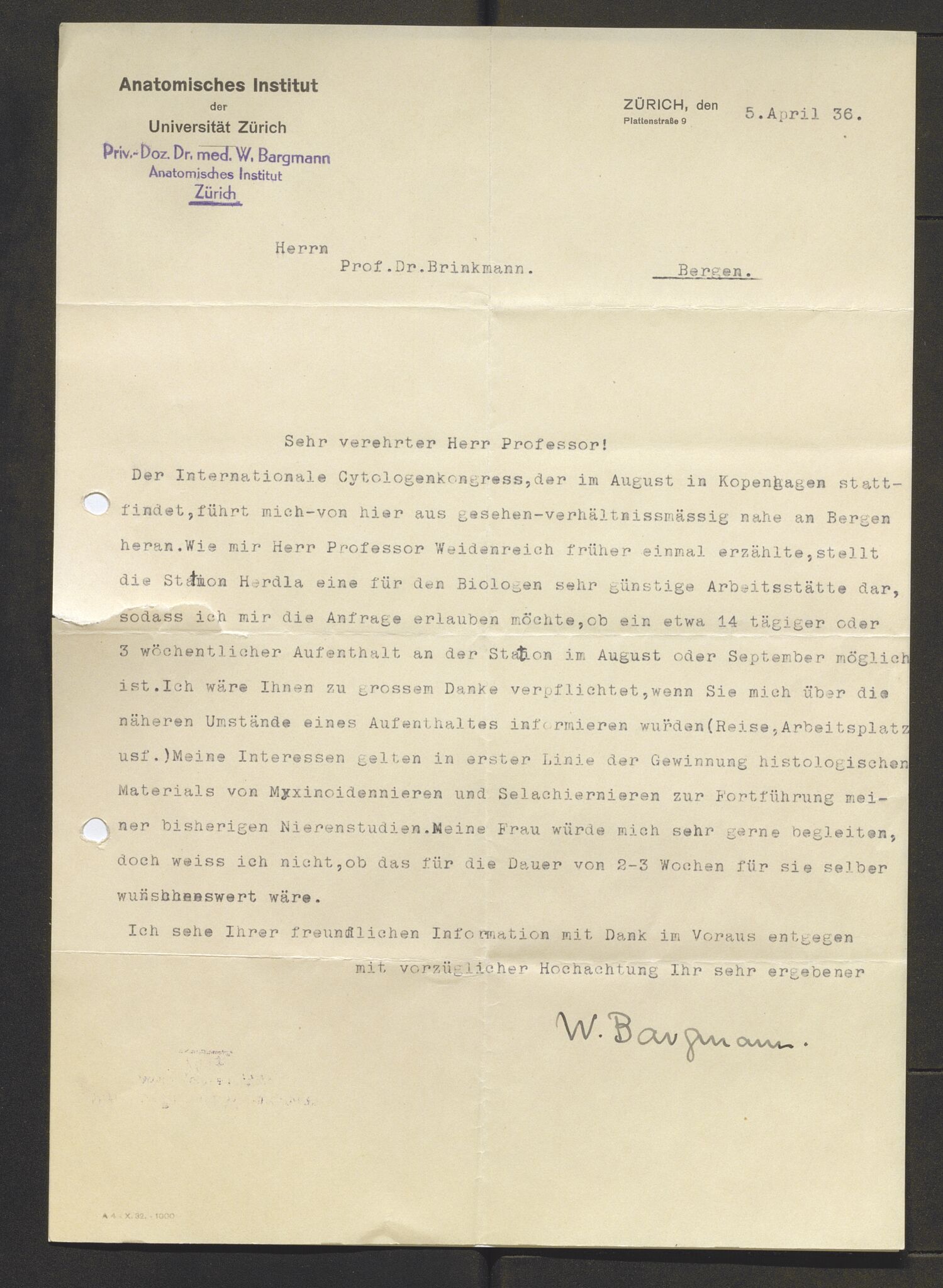 Bergens Museum, AV/SAB-A-17301/13/D/L0002: Korrespondanse , 1928-1940, p. 338